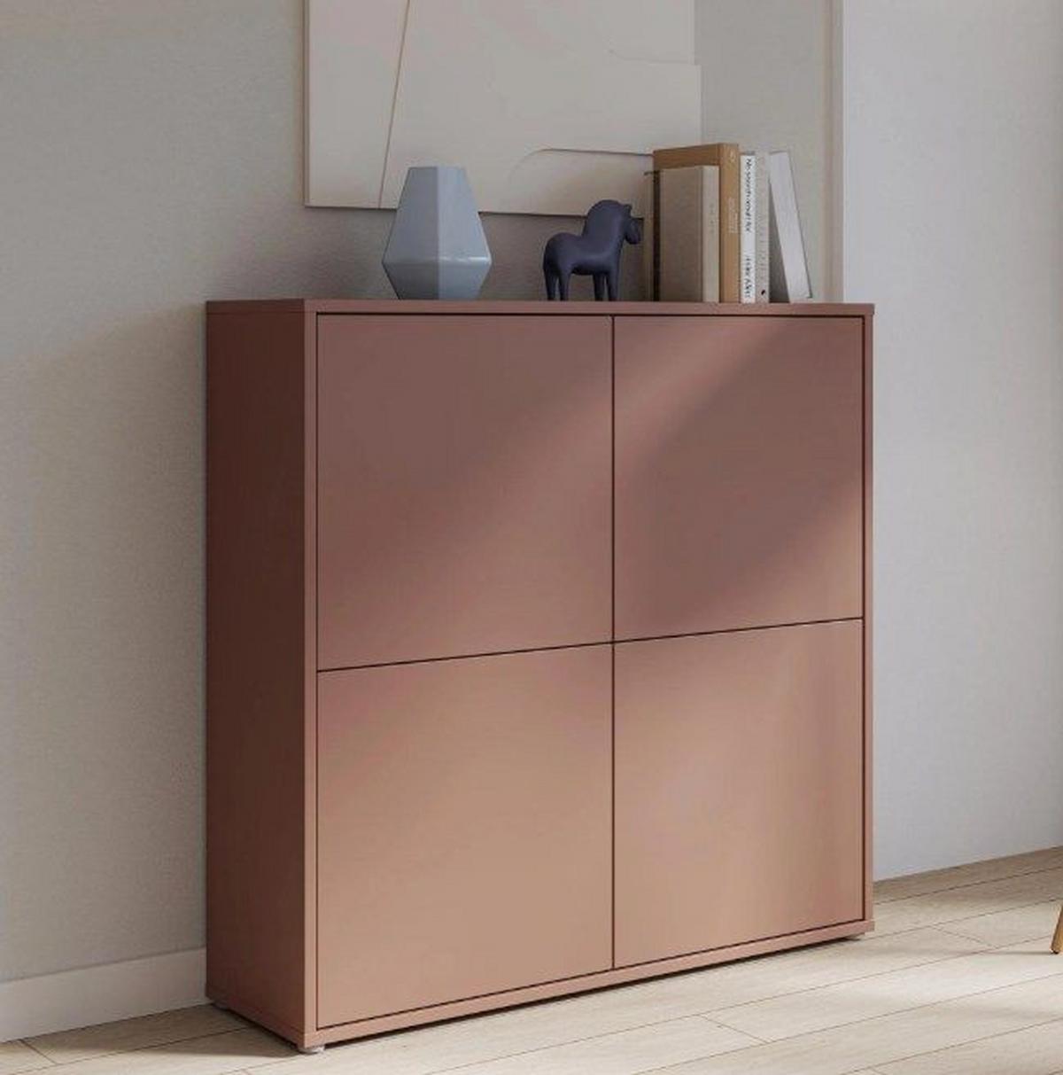 Vysoká komoda farba terracotta - béžovohnedá/terakotová, Modern, kompozitné drevo (124,5/121,5/34,9cm)