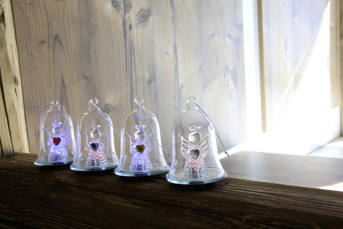 LED-Dekoleuchte Dilara Engel In Glasglocke - Klar/Transparent, ROMANTIK / LANDHAUS, Glas (5,5/8cm) - James Wood