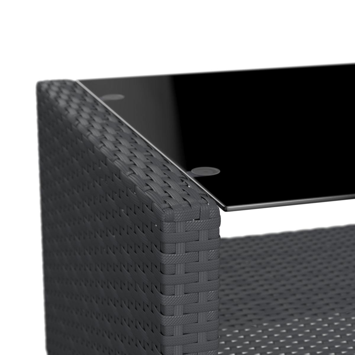 Loungegarnitur Nelson - Schwarz, MODERN, Glas/Kunststoff - Beldano