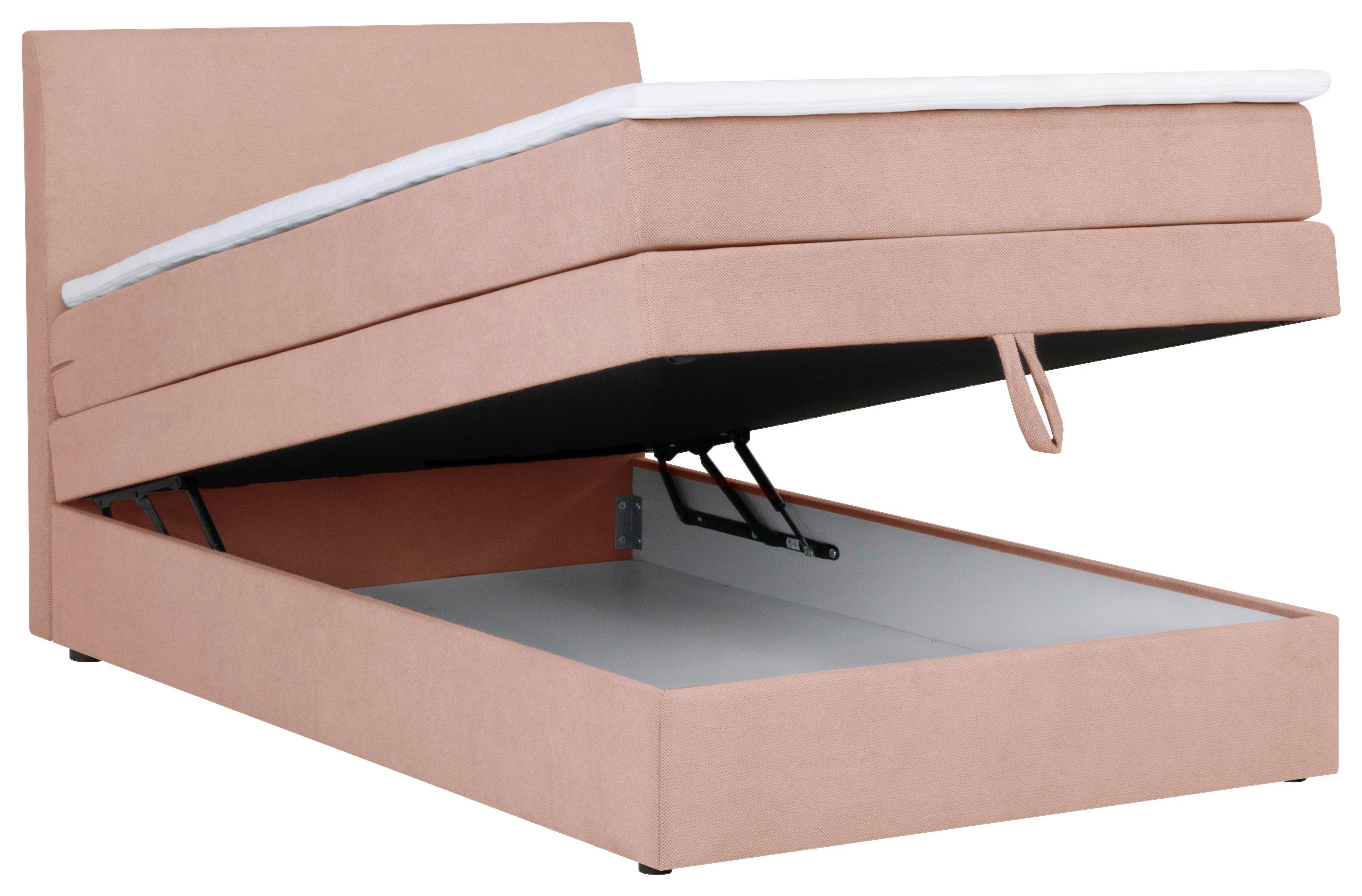 Boxspringbett Mit Bettkasten 120x200 Wickie - Schwarz/Rosa, KONVENTIONELL, Holz/Textil (120/200cm)