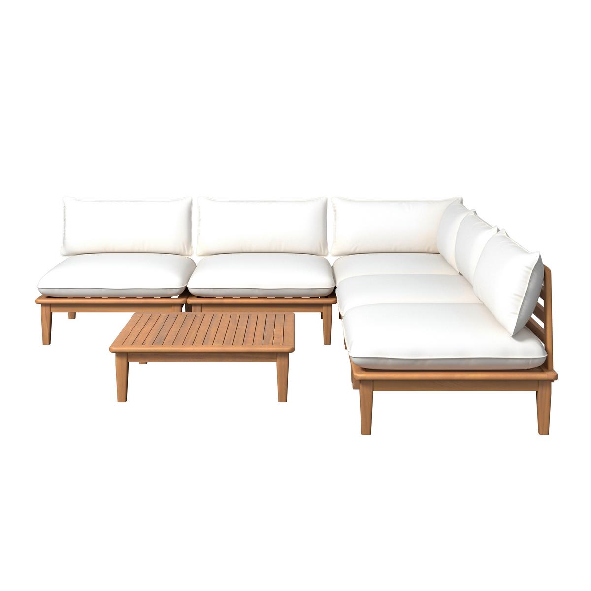 Loungegarnitur Tahiti - Beige/Akaziefarben, MODERN, Holz/Textil (246/246cm) - Beldano