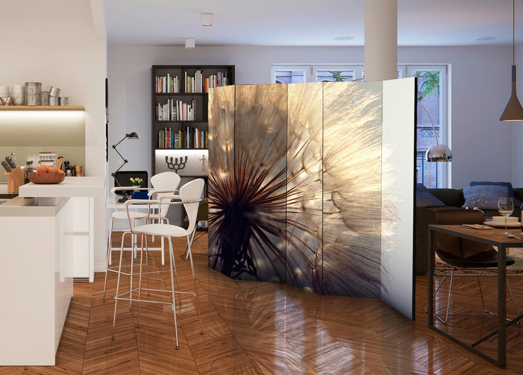 Paravent Honig Beige B: 225 cm - Beige/Honig, Basics, Holz/Textil (225/172/3cm) - artgeist