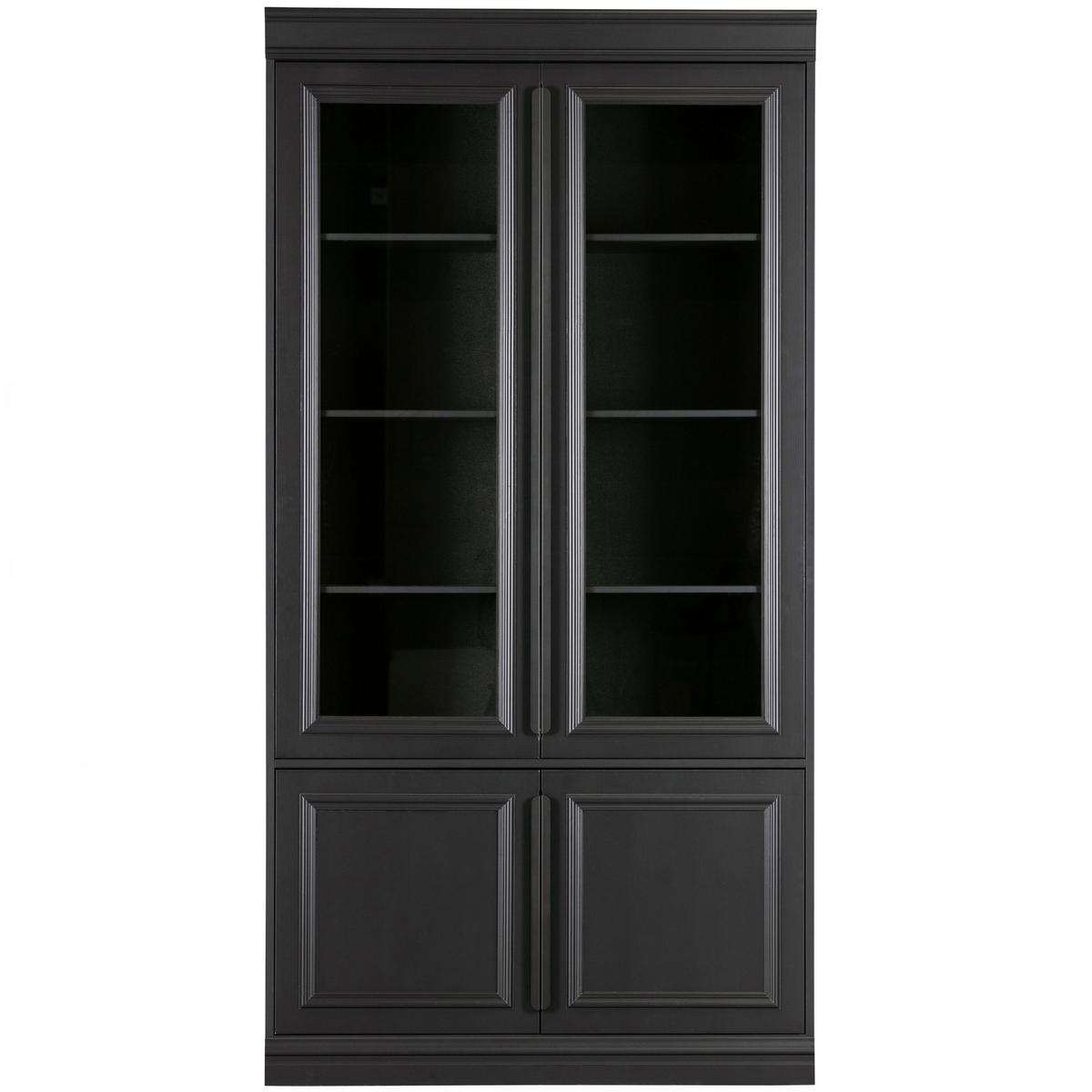 Vitrine Organize Schwarz B: 110 Cm - Schwarz, Design, Glas/Holz (110/215/44cm) - Livetastic