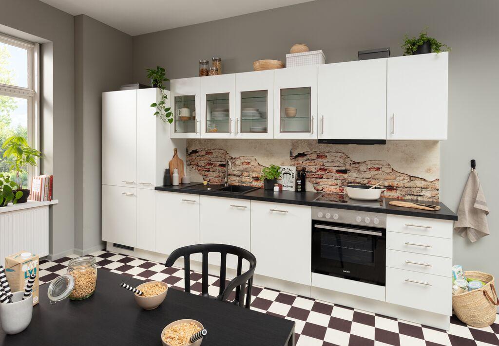 Einbauküche Ip1200 Frei Planbar Modernes Design - Schwarz/Weiß, MODERN, Holzwerkstoff - Impuls