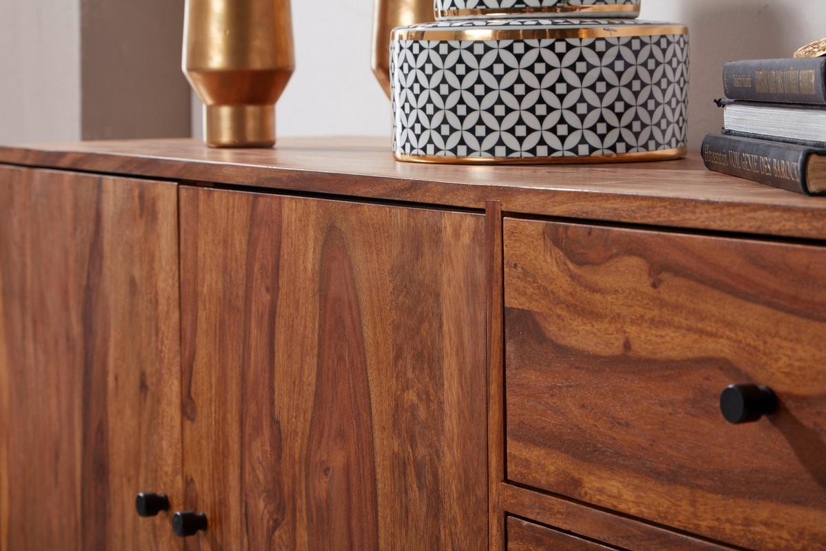 Sideboard Sheesham Sheeshamfarben B: 145 Cm - Sheeshamfarben/Schwarz, Design, Holz (145/75/40cm) - MID.YOU