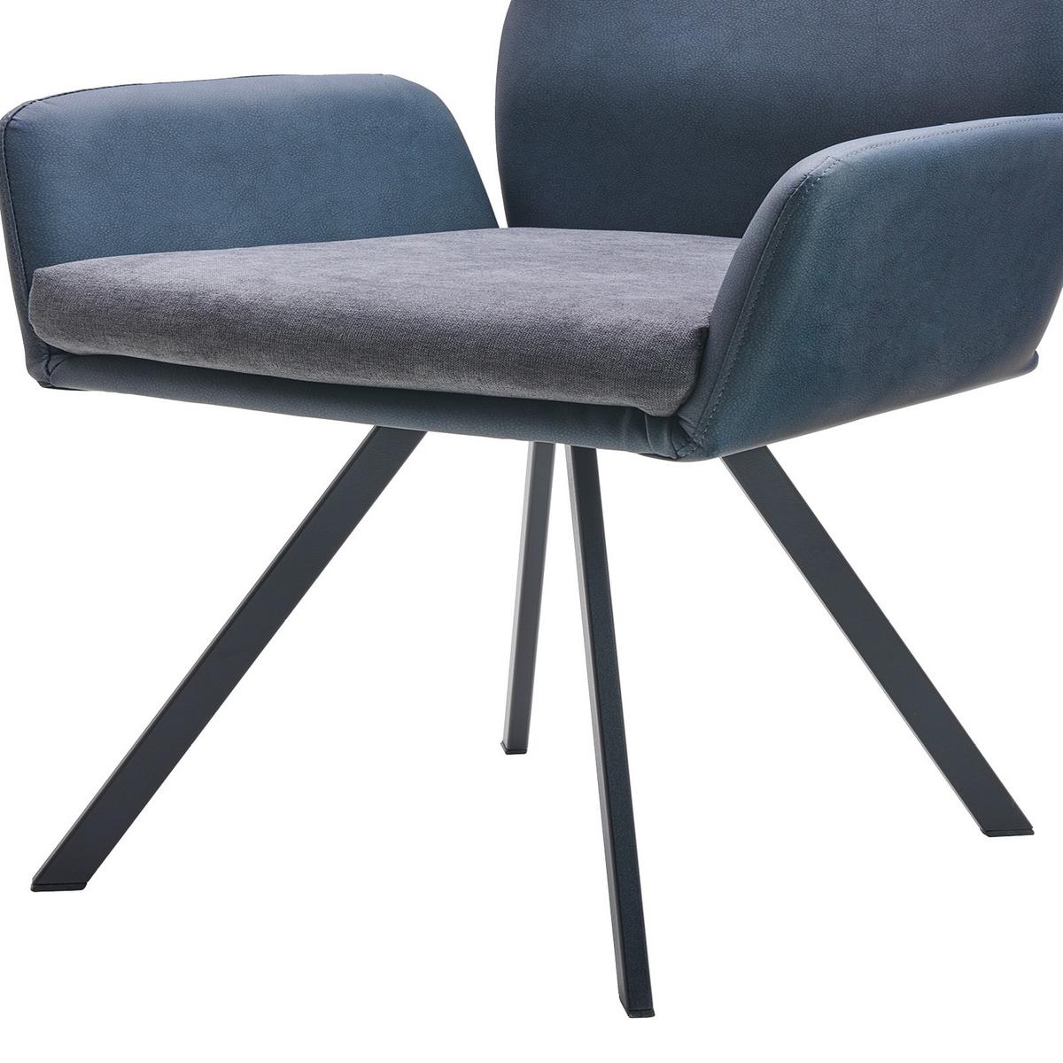 Armlehnstuhl Kakan Blau/Grau Gepolstert - KONVENTIONELL, Holzwerkstoff/Textil (63/95/57cm) - Luca Bessoni