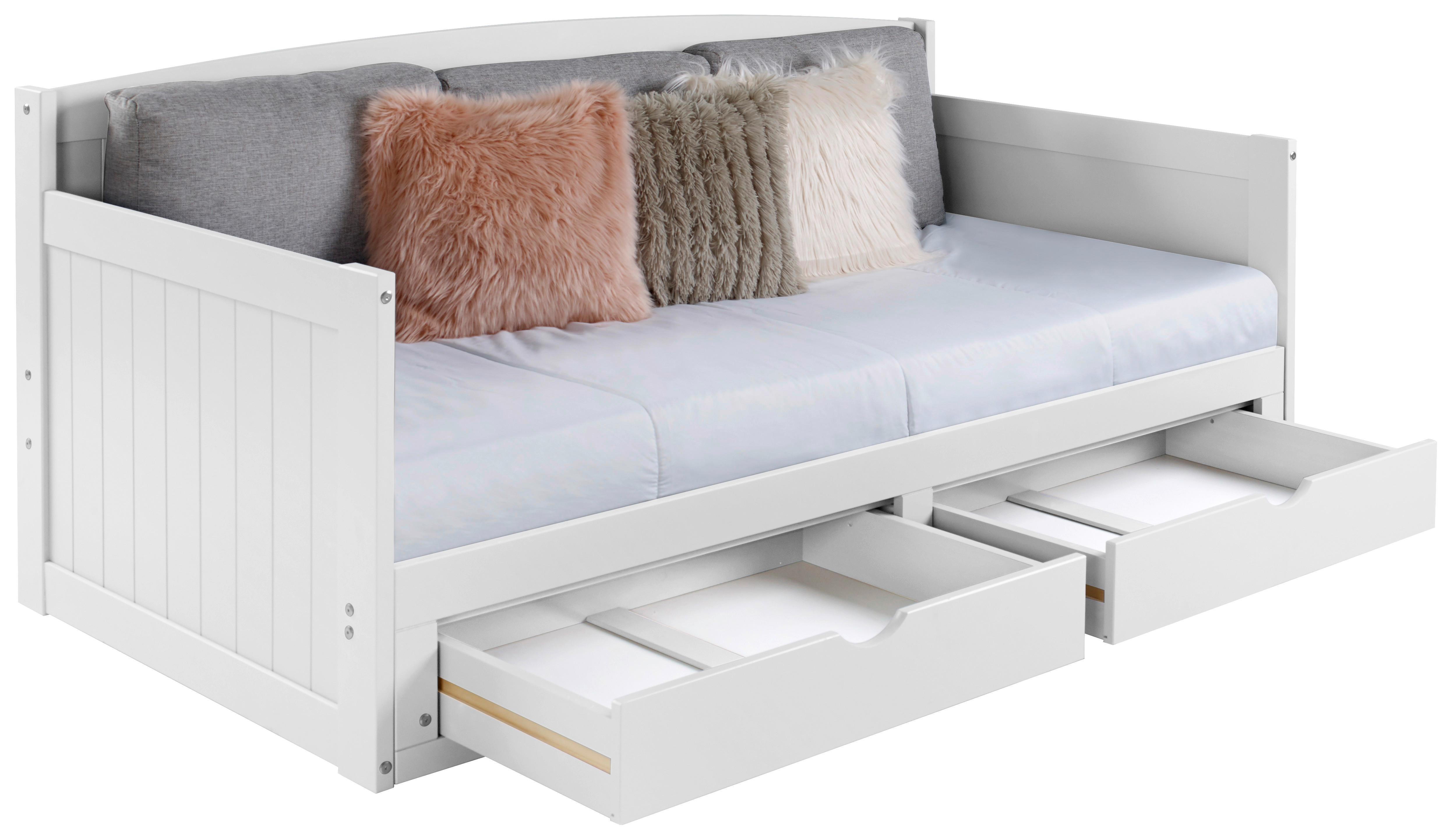 Ausziehbett mit Lattenrost 90x200 cm Storm Weiß
