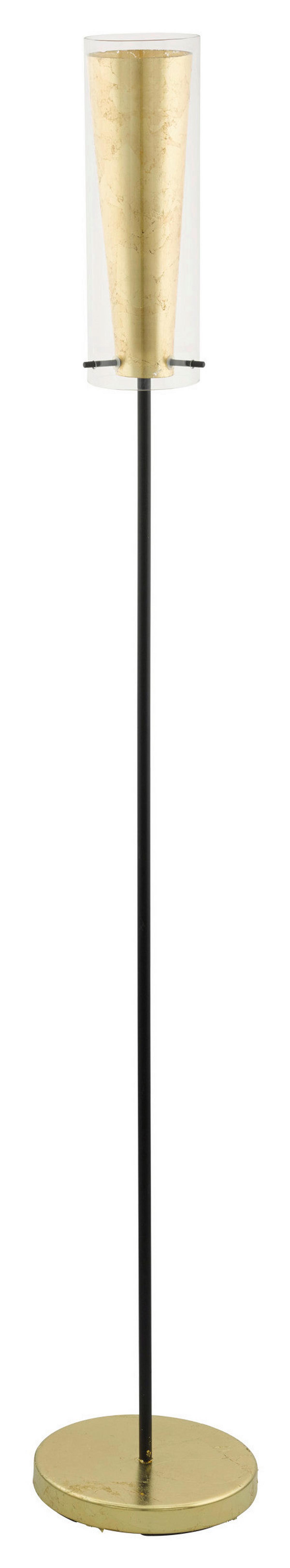 Stehleuchte 97655* Pinto Gold - Goldfarben/Schwarz, KONVENTIONELL, Glas/Metall (11/147cm) - Eglo