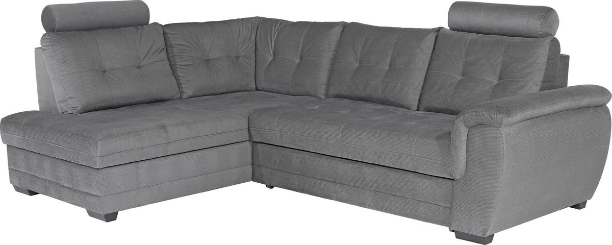 Ecksofa mit Schlaffunktion + Bettkasten Falco, Mikrofaser - Dunkelgrau/Dunkelbraun, KONVENTIONELL, Textil (183/251cm) - Ondega