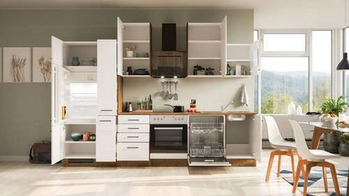 Küchenblock Avila Eiche/magnolie B: 310 Cm - Eichefarben/Magnolie, MODERN, Holzwerkstoff (310cm) - FlexWell