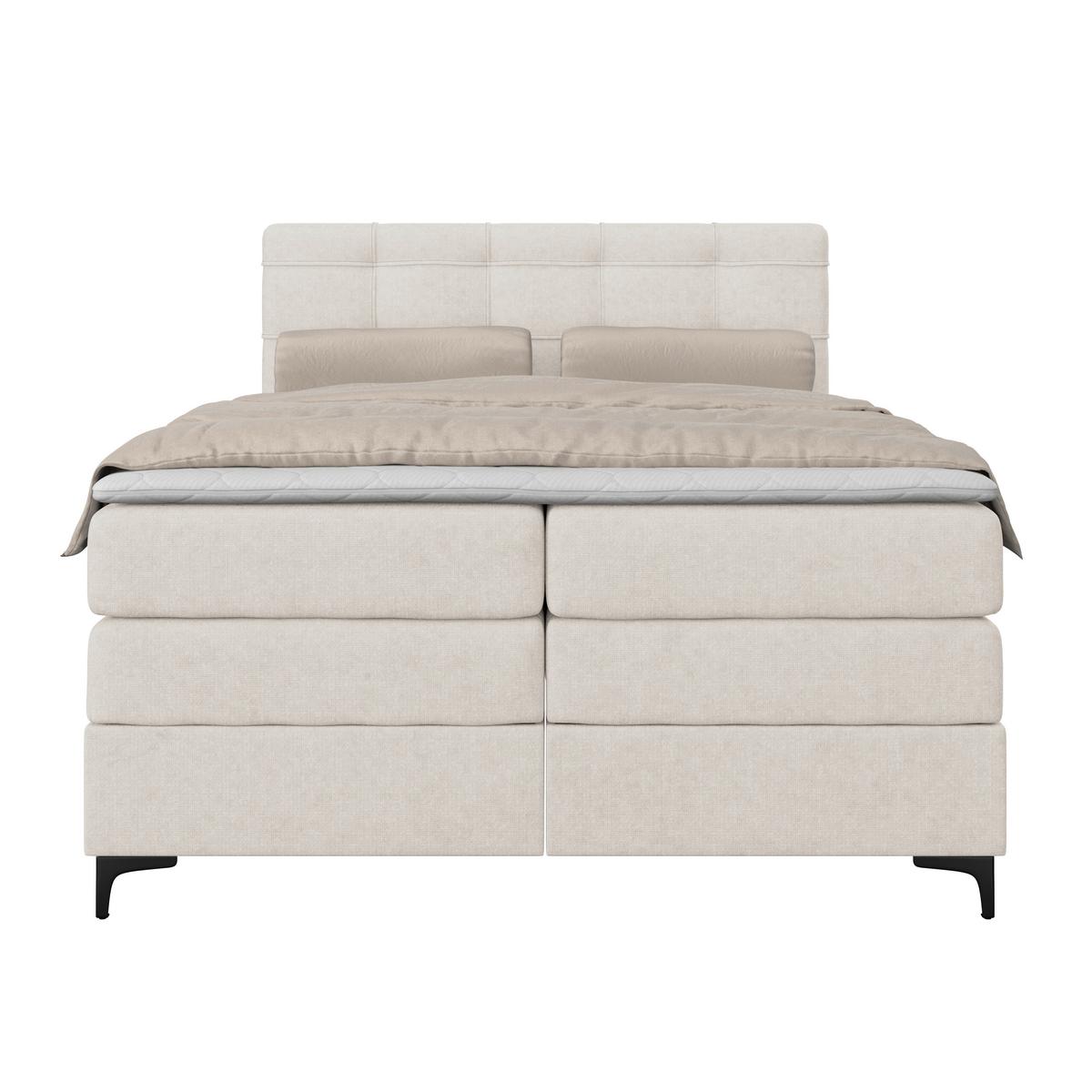 Boxspringbett MITTO Creme 140x200 cm - Creme/Schwarz, KONVENTIONELL, Textil/Metall (140/200cm)