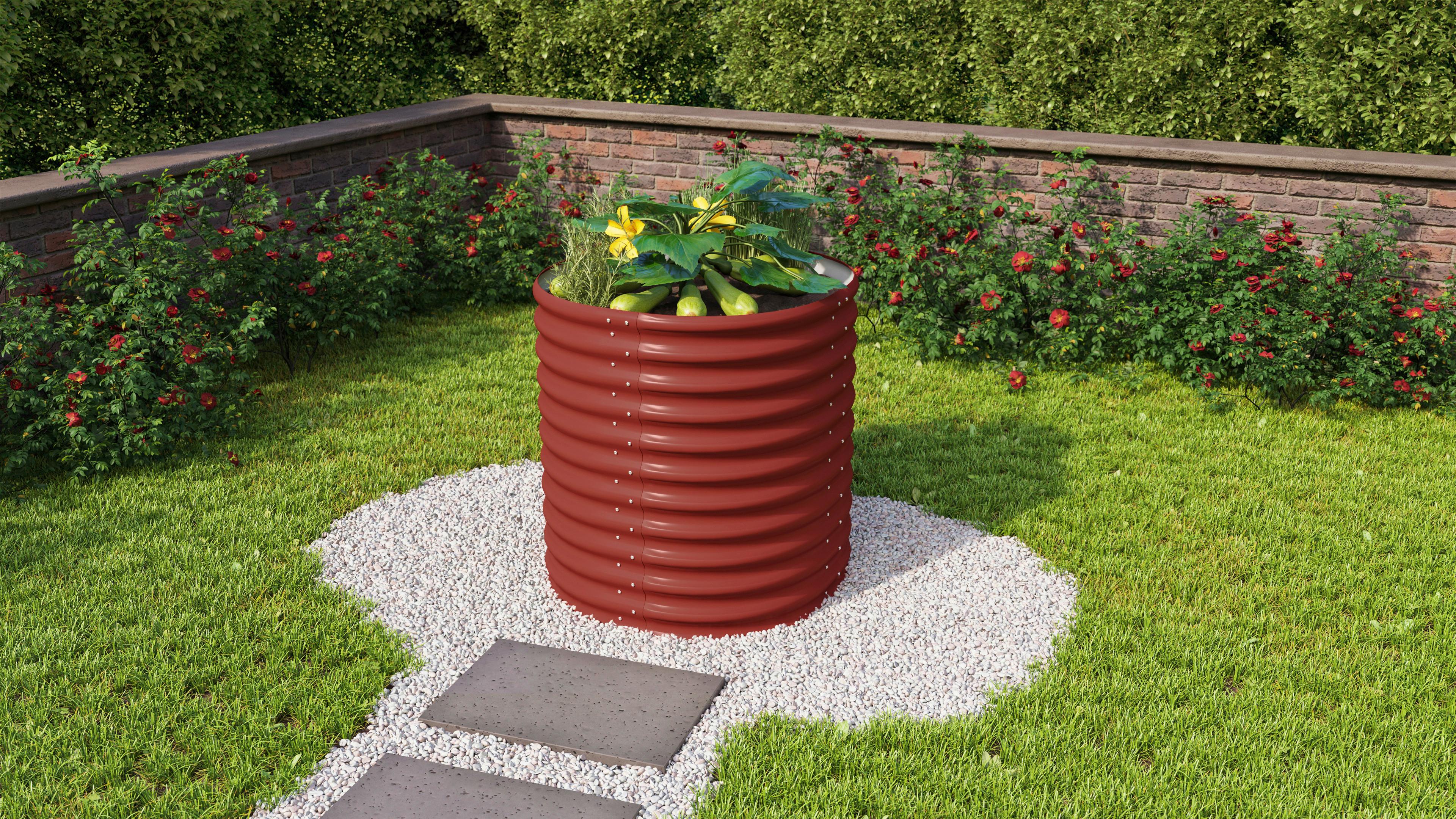 Hochbeet Stahl Vita Rund 82,1x85,8,82,1 cm rot - Rot, Basics, Metall (82,1/85,8/82,1cm)