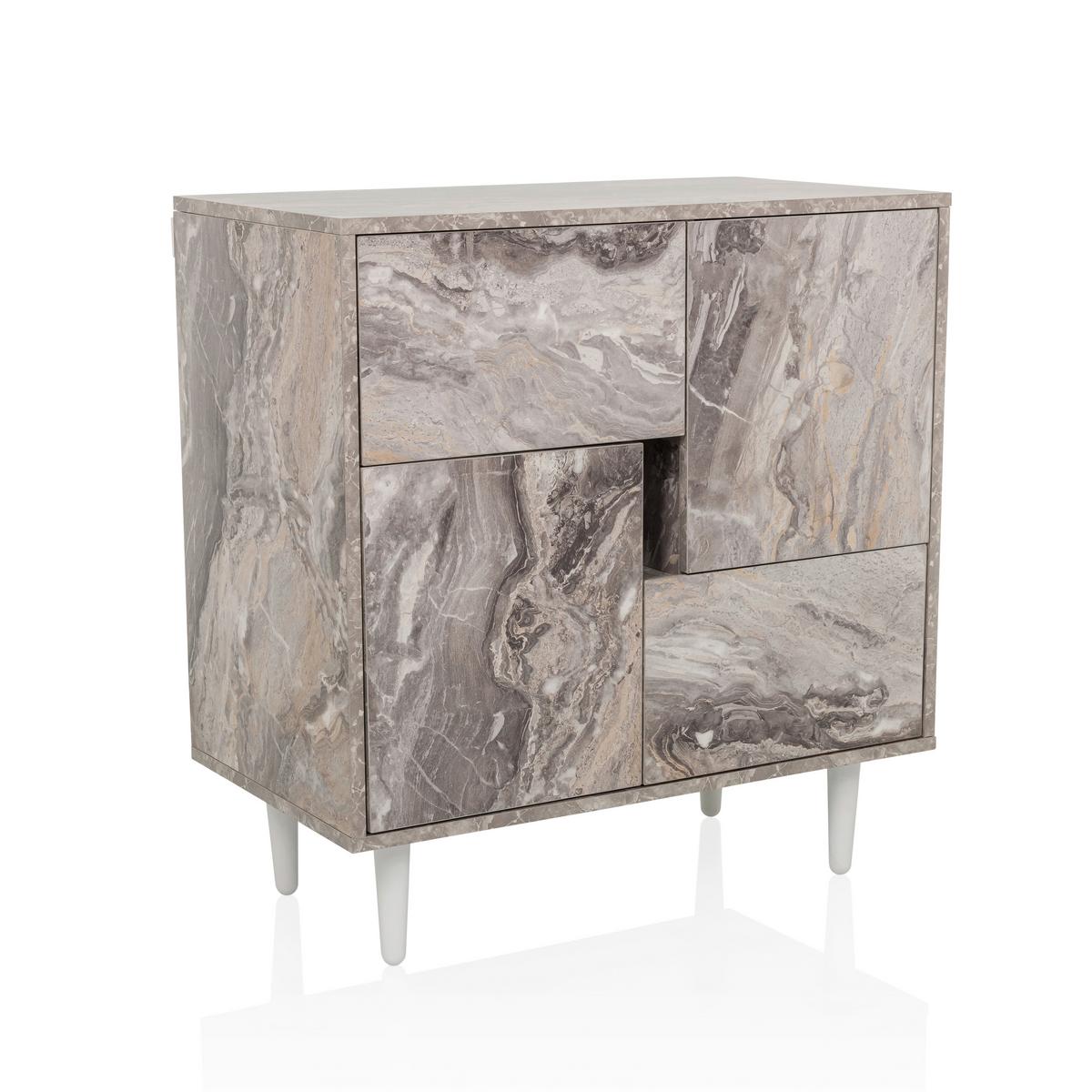 Kommode Lykkja Braun/Weiß B: 72 cm - Schwarz/Braun, MODERN, Holzwerkstoff (72/77/39,5cm) - MID.YOU