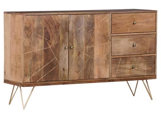 Komoda Sideboard Scan - prírodné farby/zlatá, Design, kov/drevo (145/88/43cm) Komoda Sideboard Scan - prírodné farby/zlatá, Design, kov/drevo (145/88/43cm)