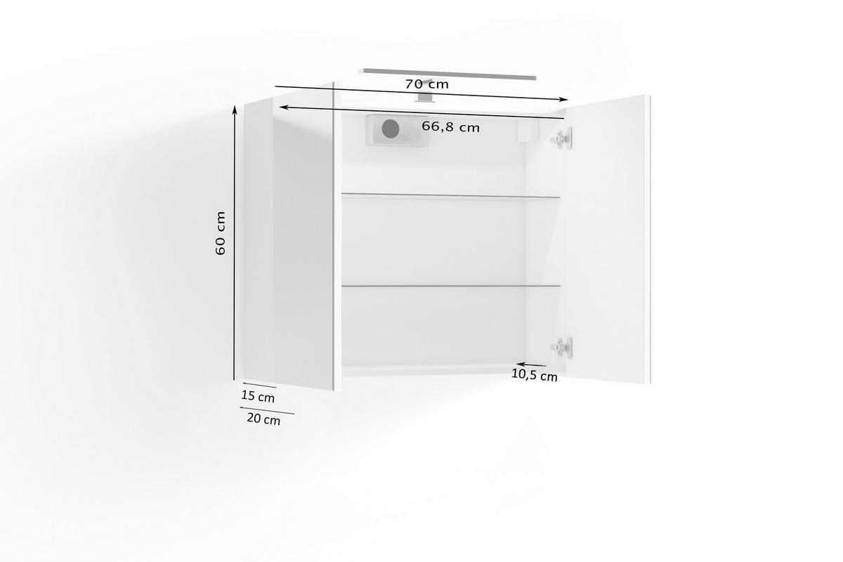 Spiegelschrank Spree Anthrazit B: 70 cm - Anthrazit, MODERN, Glas/Holzwerkstoff (70/60/20cm) - MID.YOU