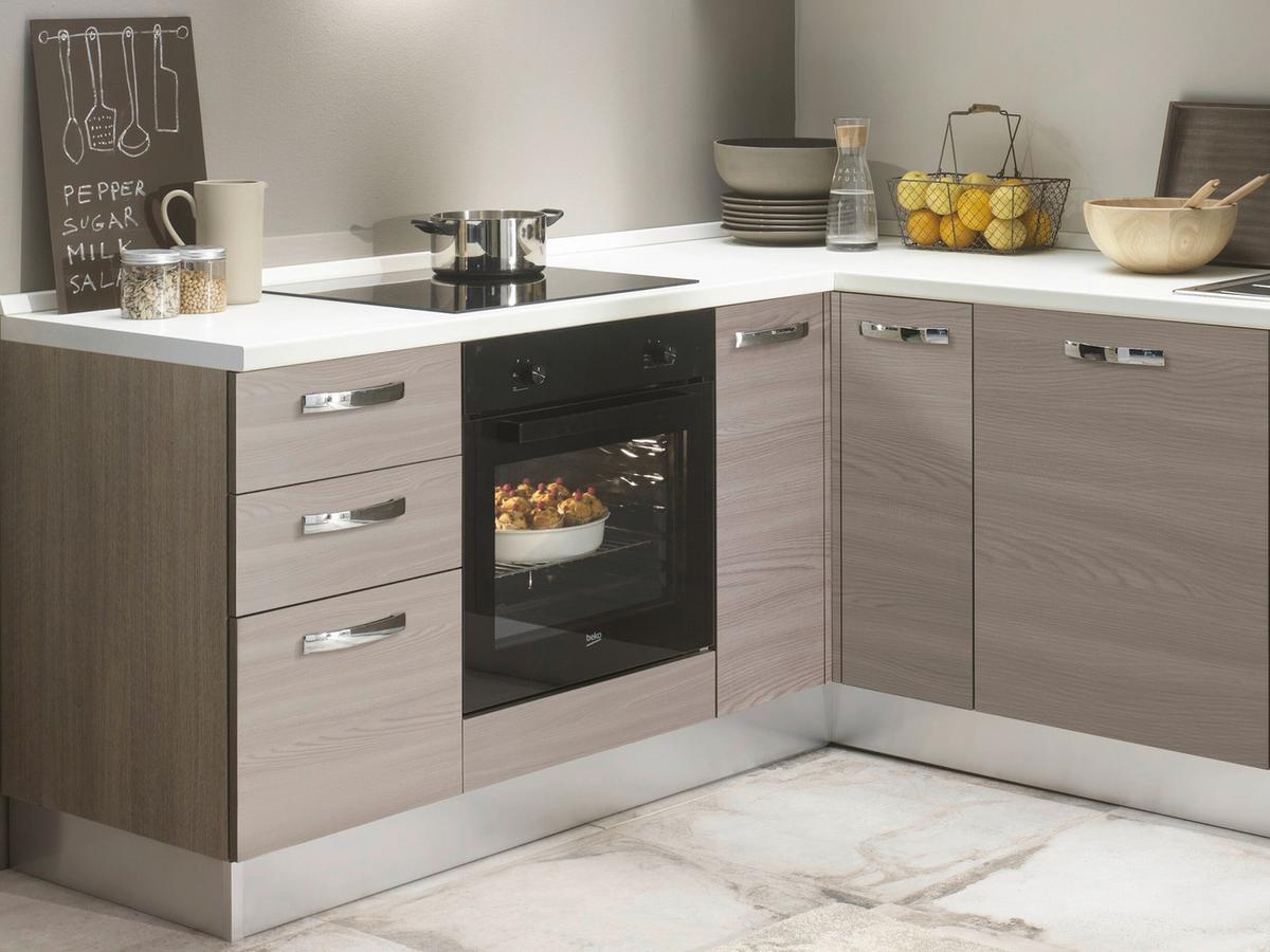 Eckküche Sofia Mit Geräten 195x270 Cm Creme/ulmefarben - Eiche grau/Magnolie, LIFESTYLE, Holzwerkstoff/Kunststoff (195/270cm) - MID.YOU