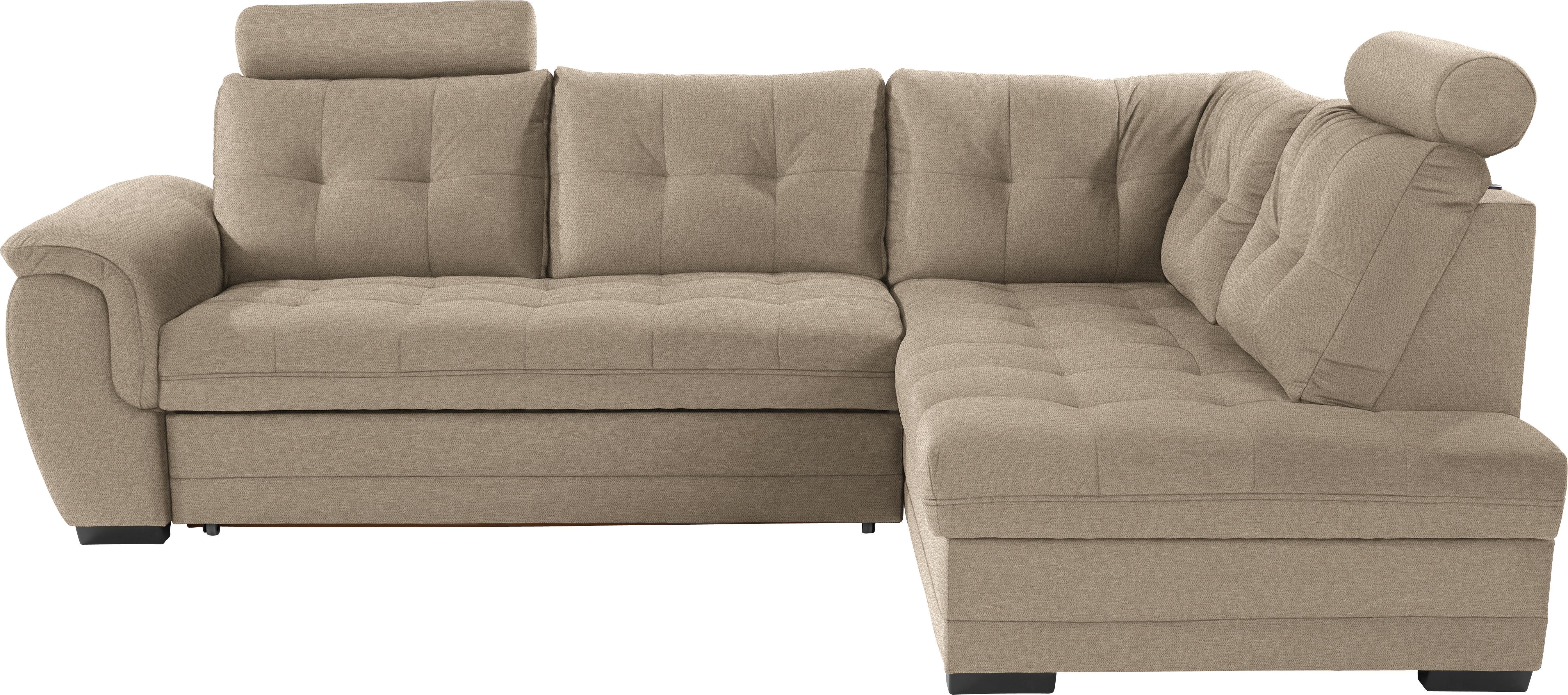 Ecksofa mit Schlaffunktion + Bettkasten Falco, Mikrofaser - Hellbraun/Dunkelbraun, KONVENTIONELL, Textil (251/183cm) - Ondega