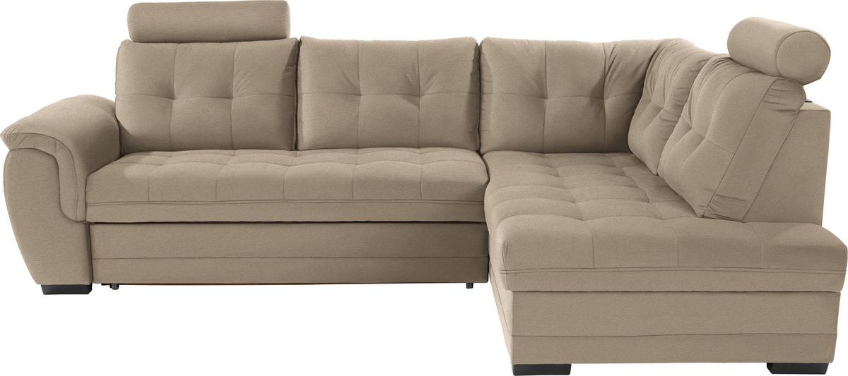 Ecksofa mit Schlaffunktion + Bettkasten Falco, Mikrofaser - Hellbraun/Dunkelbraun, KONVENTIONELL, Textil (251/183cm) - Ondega