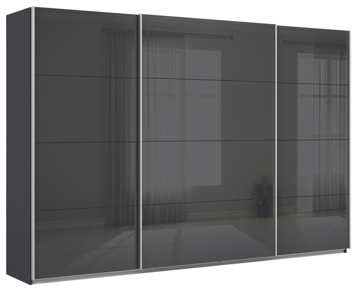 Schwebetürenschrank B: 315cm Feldkirch Grau - Anthrazit/Anthrazit Hochglanz, MODERN, Glas/Holzwerkstoff (315/210/62cm)