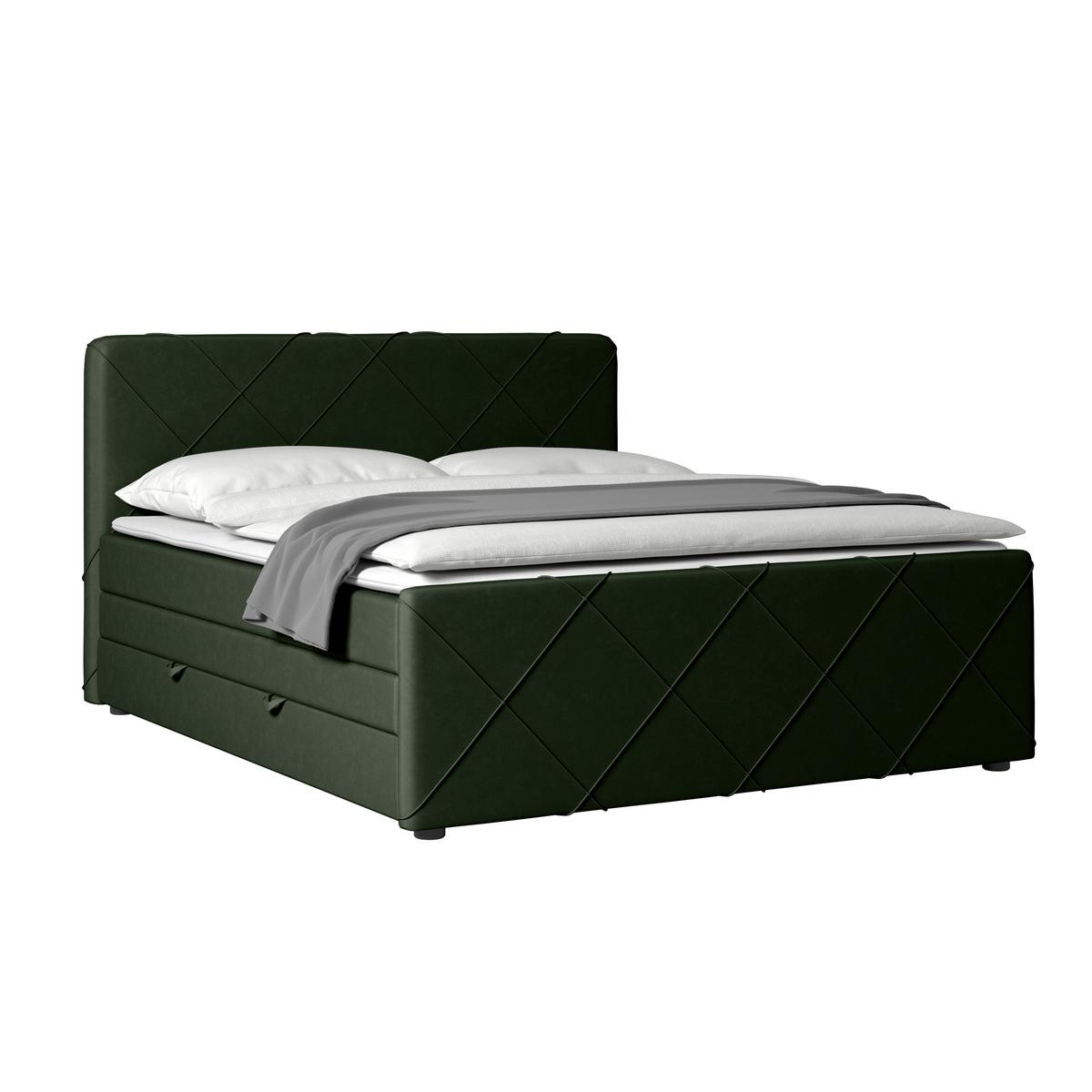 Boxspringbett mit Bettkasten Cordoba 180x200 cm Grün - Schwarz/Grün, MODERN, Holz/Kunststoff (180/200cm) - MID.YOU