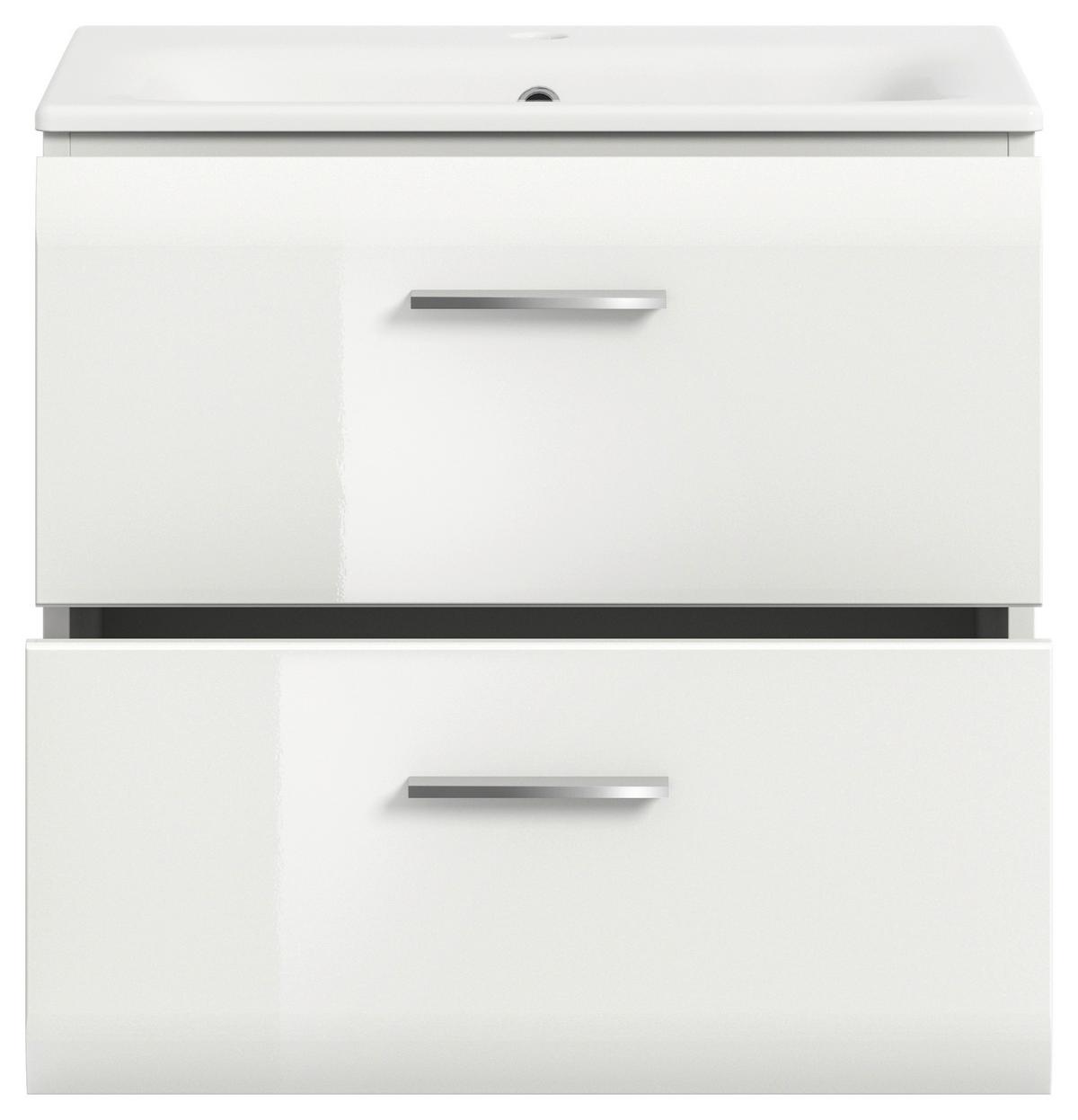 Waschtischkombi Ice Weiß Hg B: 60 Cm - Weiß Hochglanz/Weiß, MODERN, Keramik/Holzwerkstoff - MID.YOU