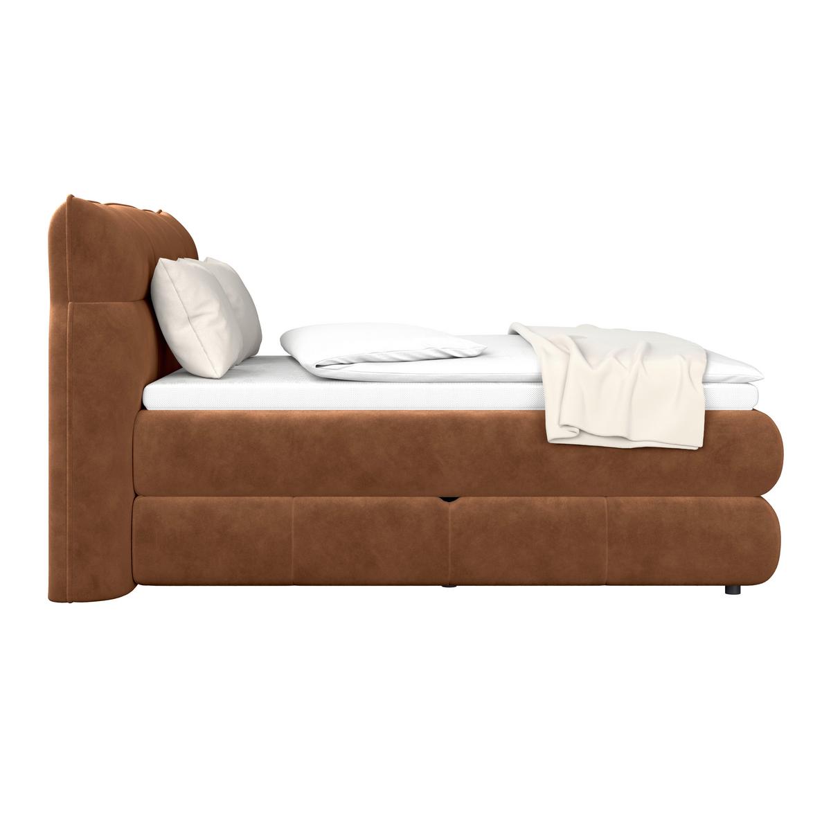 Boxspringbett Carmelo Kupfer 140x200 cm H3 - Schwarz/Kupferfarben, Trend, Textil (140/200cm)
