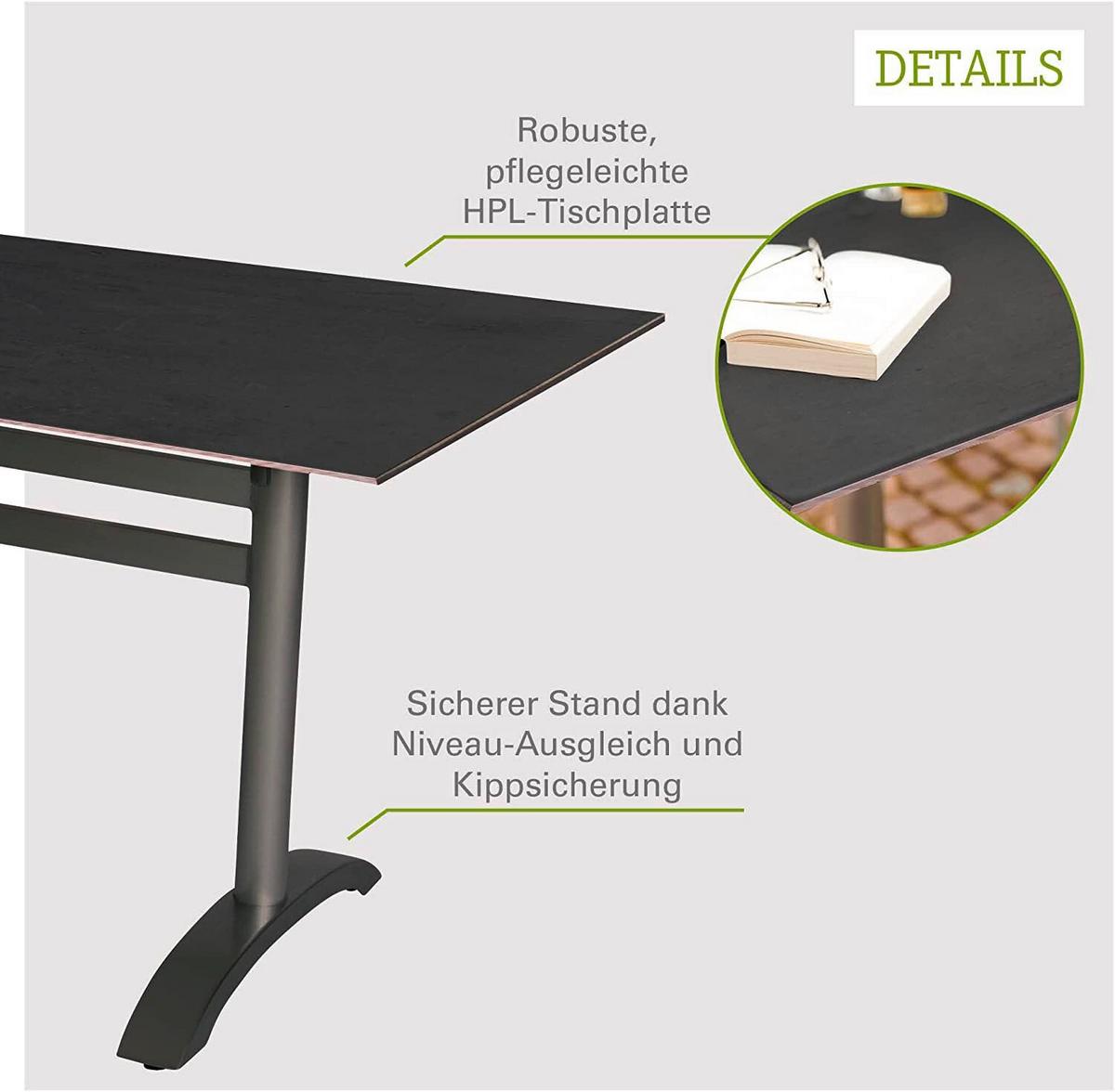 Gartengarnitur 5tlg New Jersey Metall/Textil - Dunkelgrau/Anthrazit, Basics, Holzwerkstoff/Kunststoff (120cm) - Gardenson