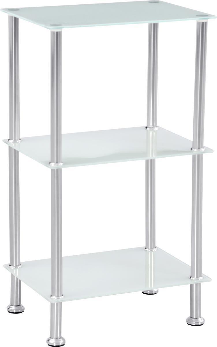 REGÁL GLARE - bílá/barvy nerez oceli, Moderní, kov/sklo (40/70/30cm) - Luca Bessoni