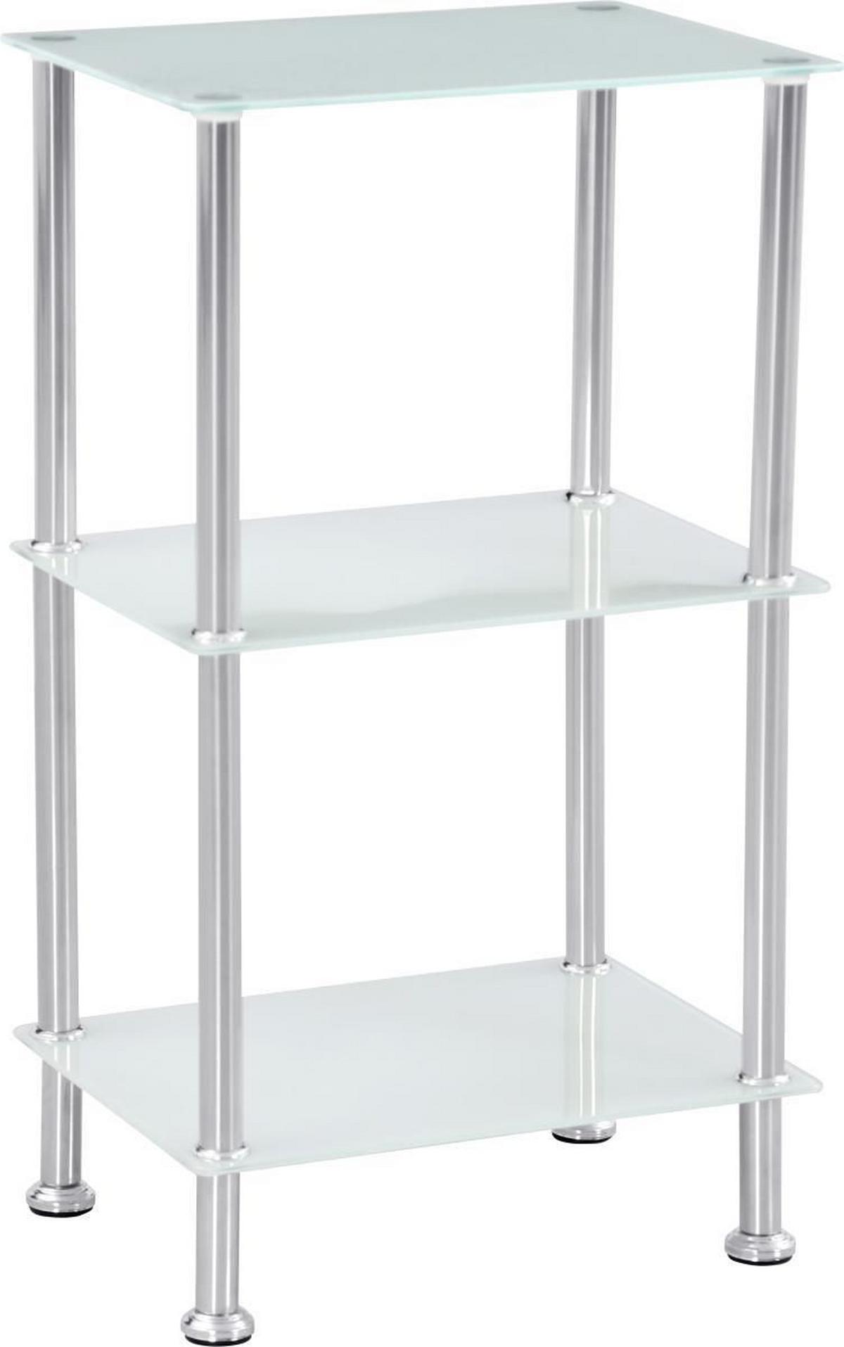 Polc Glare - nemesacél/fehér, Modern, Üveg/fém (40/70/30cm) - Luca Bessoni