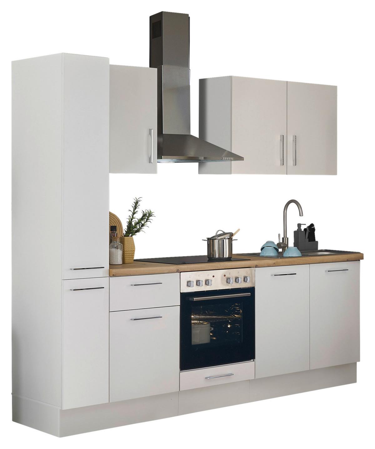Küchenblock Turin Weiß/Eiche Dekor B: 240 cm - Weiß/Eiche Artisan, Basics, Holzwerkstoff (240cm) - MID.YOU