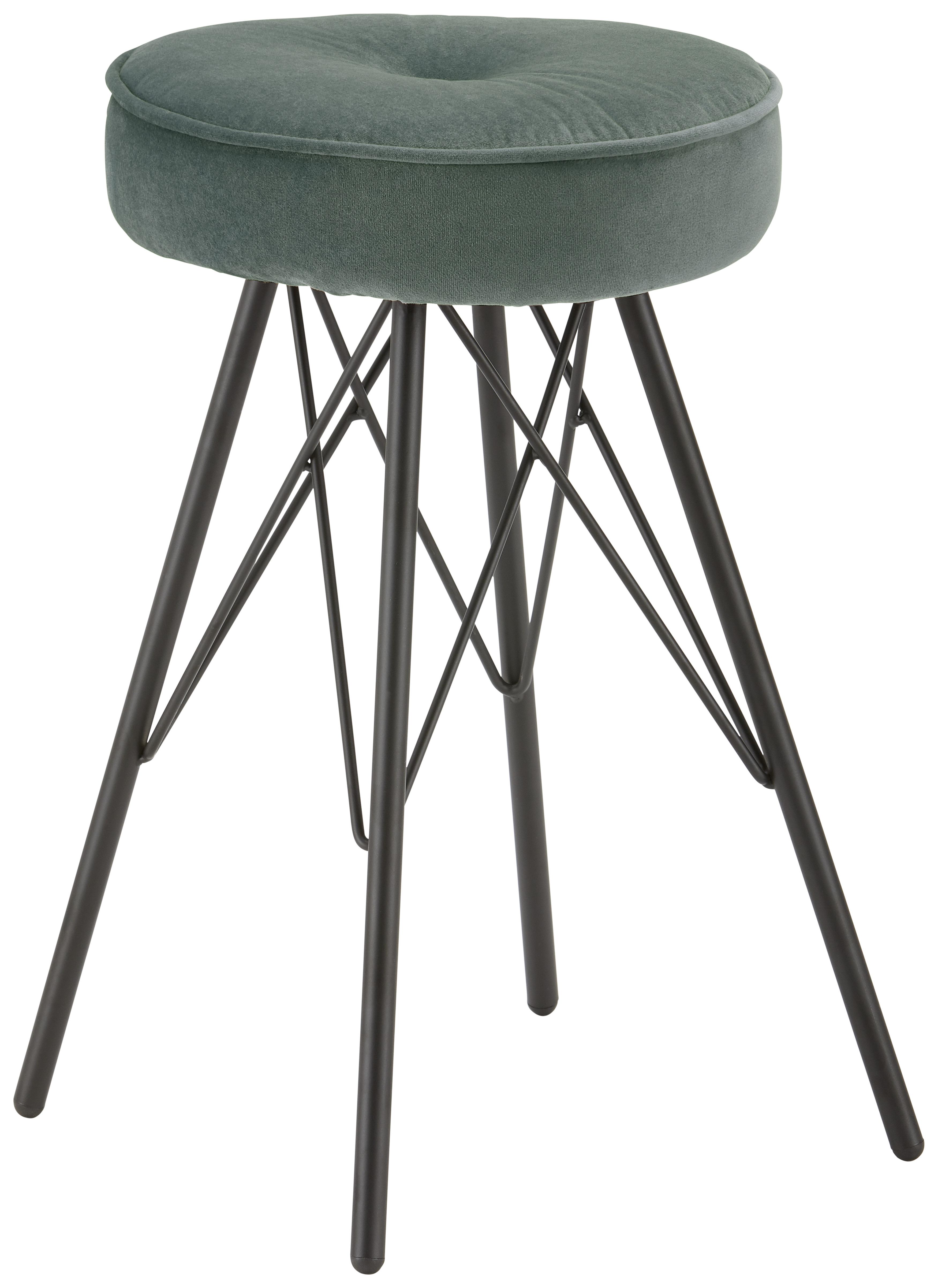 Taburetka Accre - čierna/zelená, Štýlový, kov/textil (30/53/30cm) - Modern Living