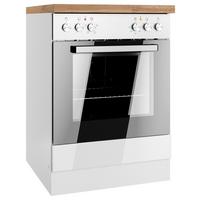 Herdumbauschrank Monza B: 60 cm Weiß/Eiche Dekor - Weiß Hochglanz/Eiche Wotan, LIFESTYLE, Holzwerkstoff (60/86/60cm) - Held