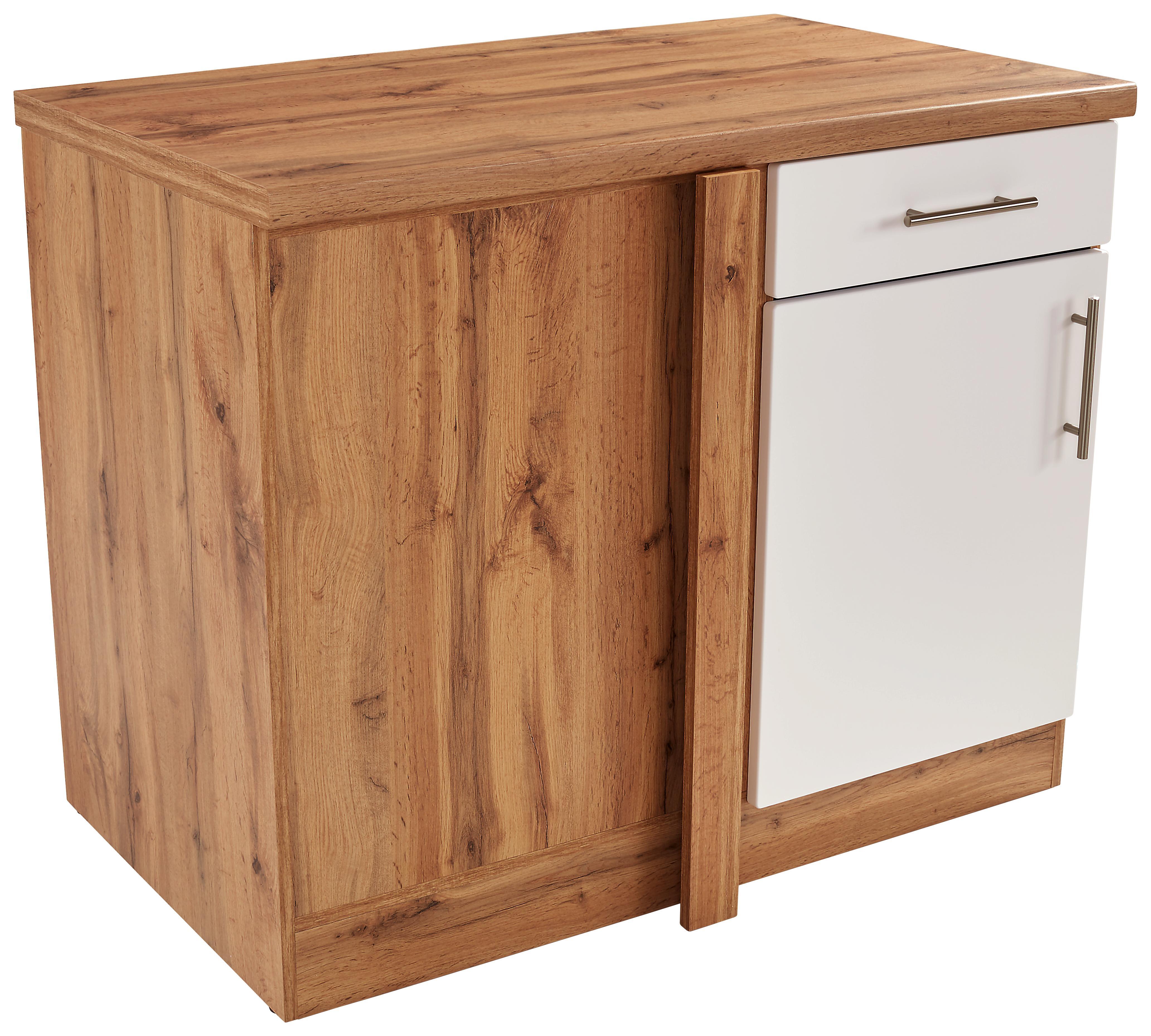 Eckunterschrank Stella Uebe110 - Eichefarben/Weiß, Holzwerkstoff (110/86/57cm) - Ombra