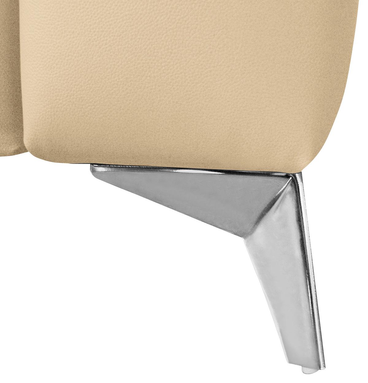 Ecksofa Mondo, Beige S: 208x286 Cm - Chromfarben/Beige, Design, Leder/Textil (208/286cm) - Livetastic