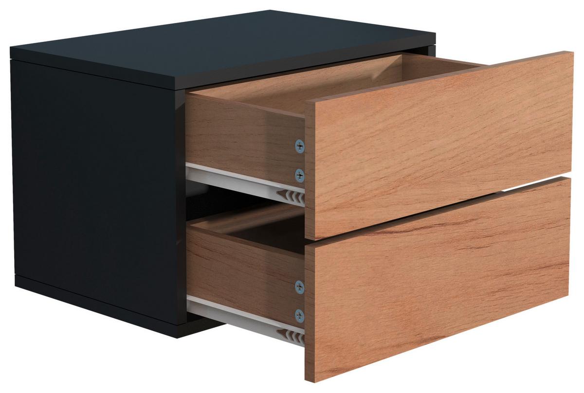 Nachtkästchen USAl L B: 45 cm Schwarz/Eiche Dekor - Eichefarben/Schwarz, MODERN, Holzwerkstoff (45/30/32cm) - MID.YOU