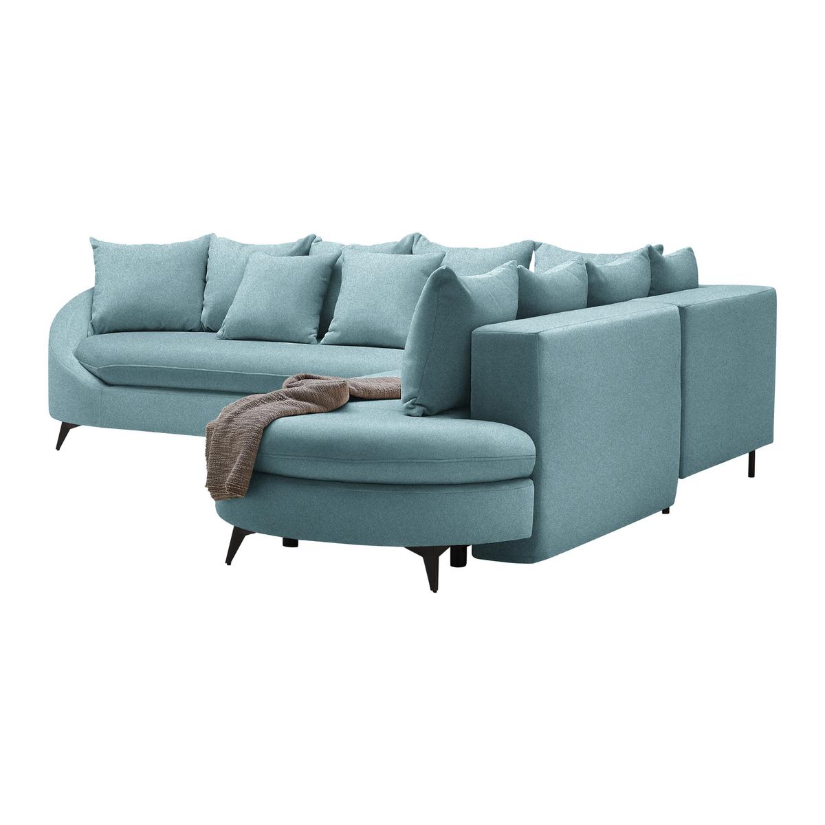 Rohová sedačka AXEL, pravá, modrá žinylka - modrá/černá, Moderní, kov/textil (291/250cm) - Mömax