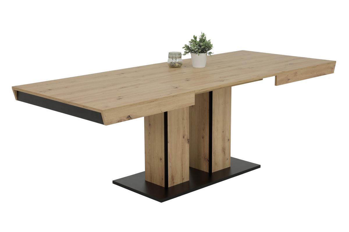 Tischgruppe Agnes I G - Anthrazit/Eiche Artisan, MODERN, Holzwerkstoff/Textil (140 - 220/76/90cm) - MID.YOU