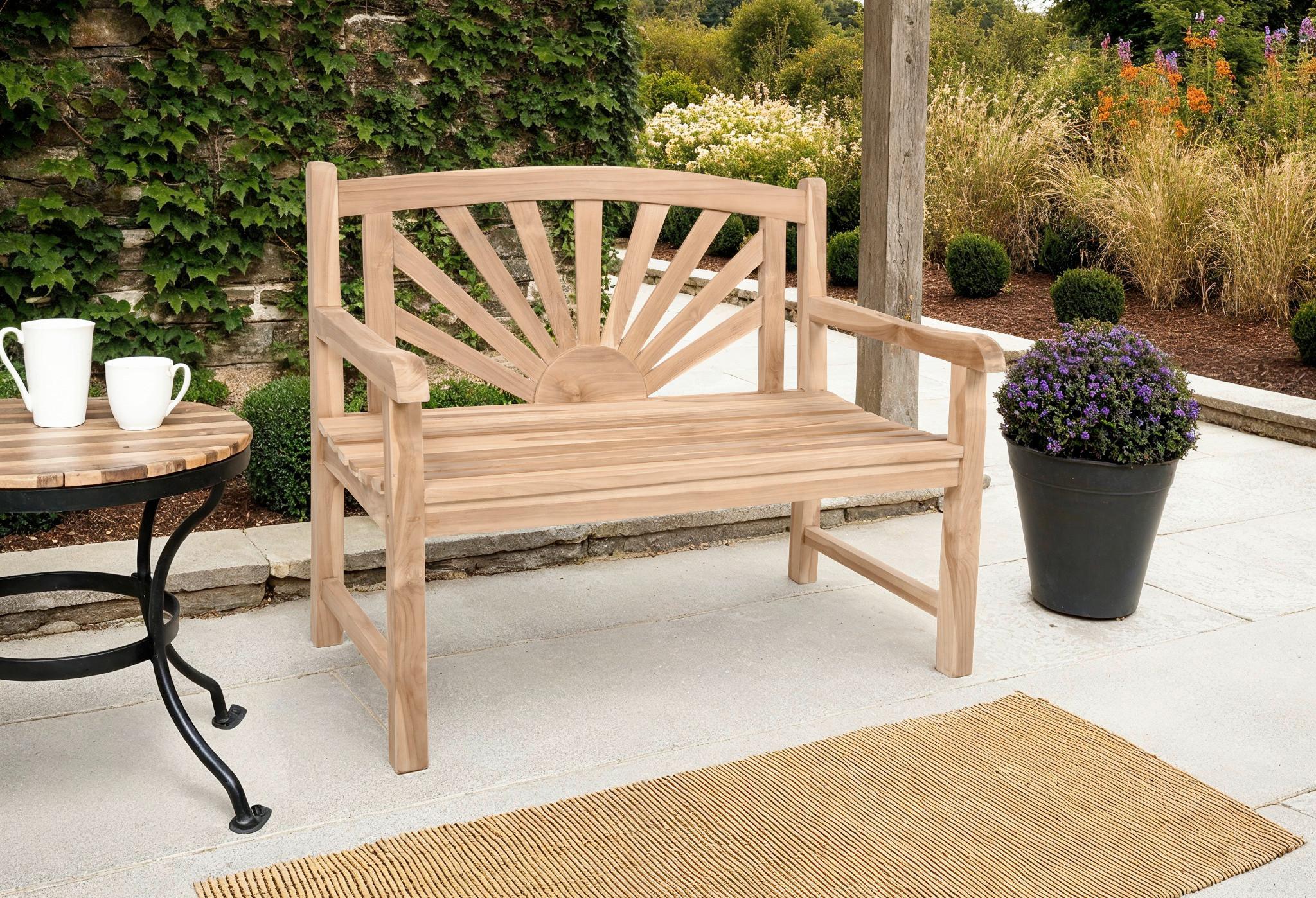 Gartenbank Holz Marisa 2-Sitzer - Braun/Teakfarben, MODERN, Holz (110/92/64cm) - Gardenson