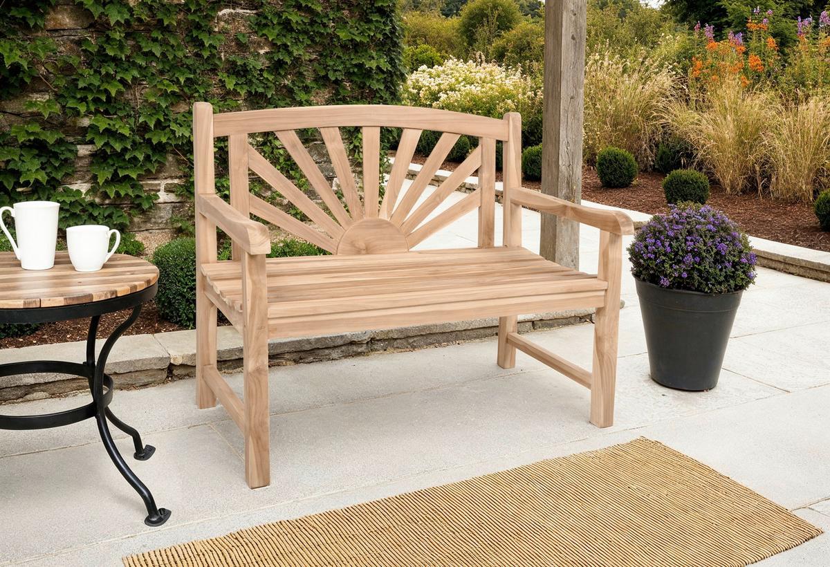 Gartenbank Holz Marisa 2-Sitzer - Braun/Teakfarben, MODERN, Holz (110/92/64cm) - Gardenson