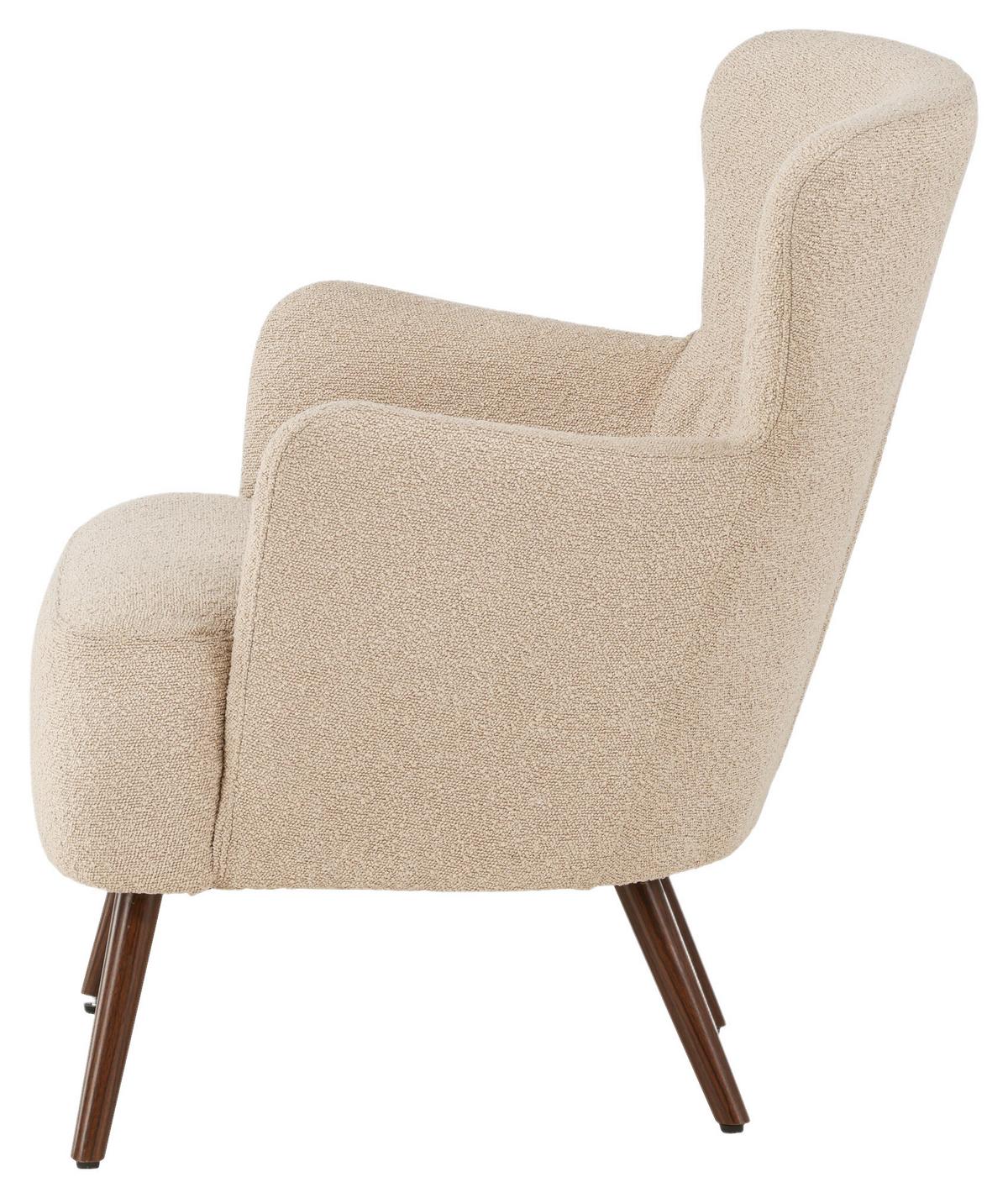 Ohrensessel Lincoln - Beige/Braun, Design, Textil/Metall (76/85/77cm) - Livetastic