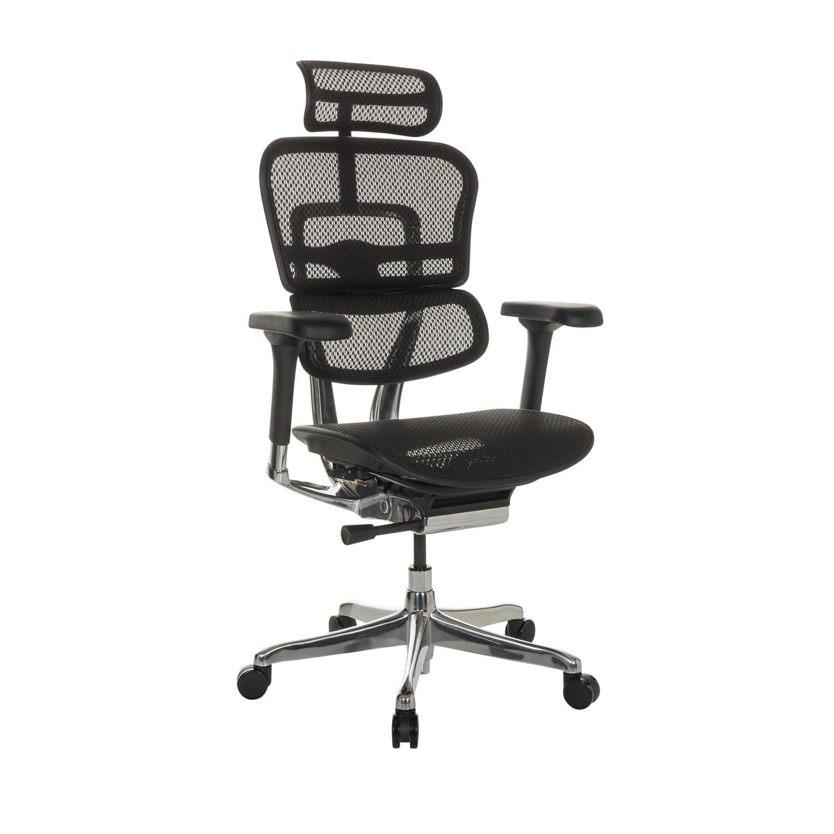 Drehstuhl Ergohuman I - Silberfarben/Schwarz, Basics, Kunststoff/Textil (69/119-144/65cm) - MID.YOU