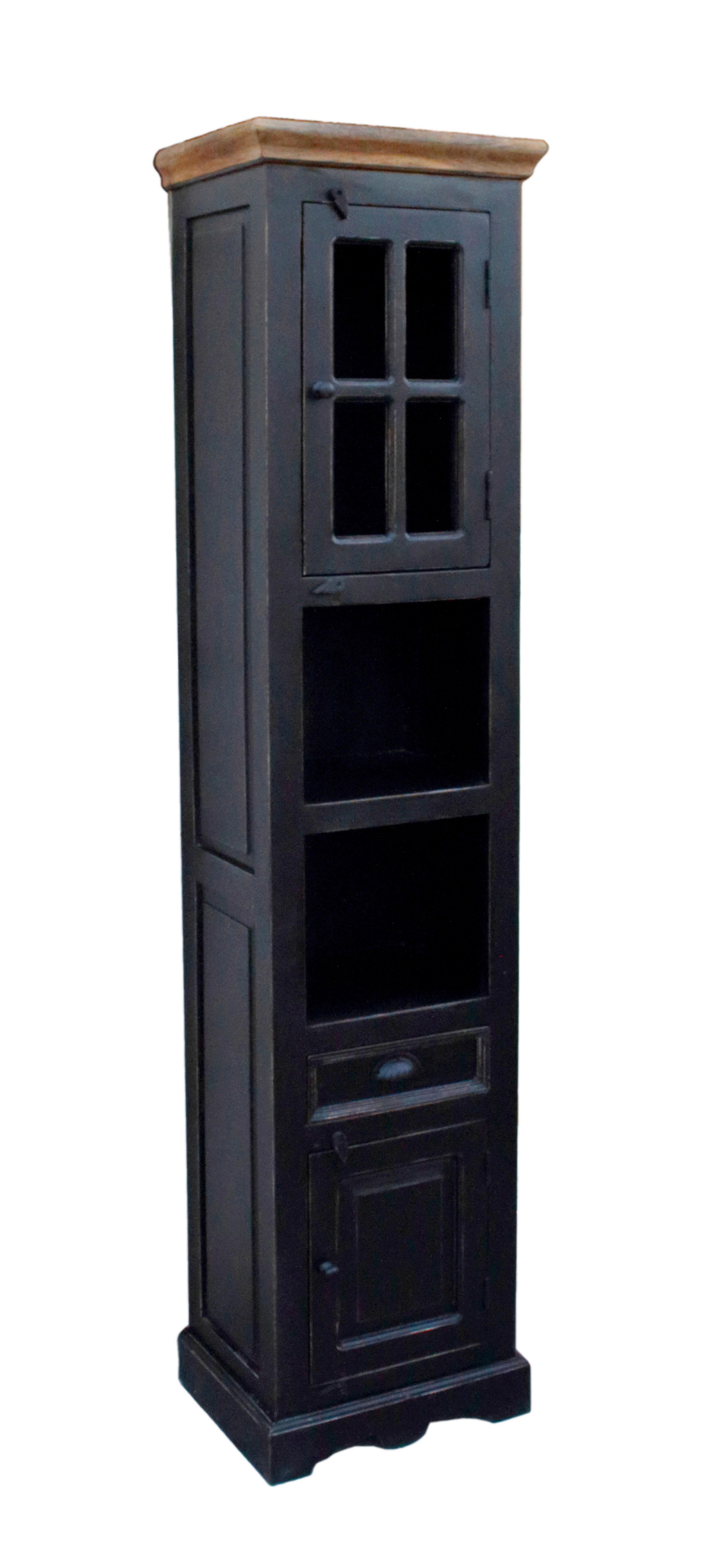 HOCHSCHRANK Honig/Schwarz B: 44cm - Schwarz/Honig, Design, Glas/Holz (44/188/35cm) - MID.YOU