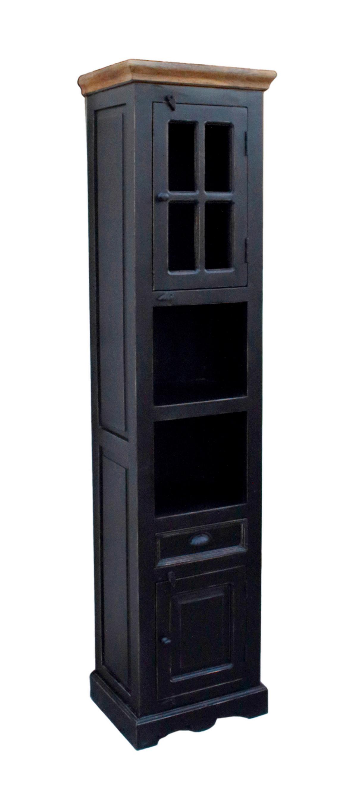 BADEZIMMER Schwarz 5-teilig - Schwarz/Honig, Basics, Holz/Holzwerkstoff - Livetastic