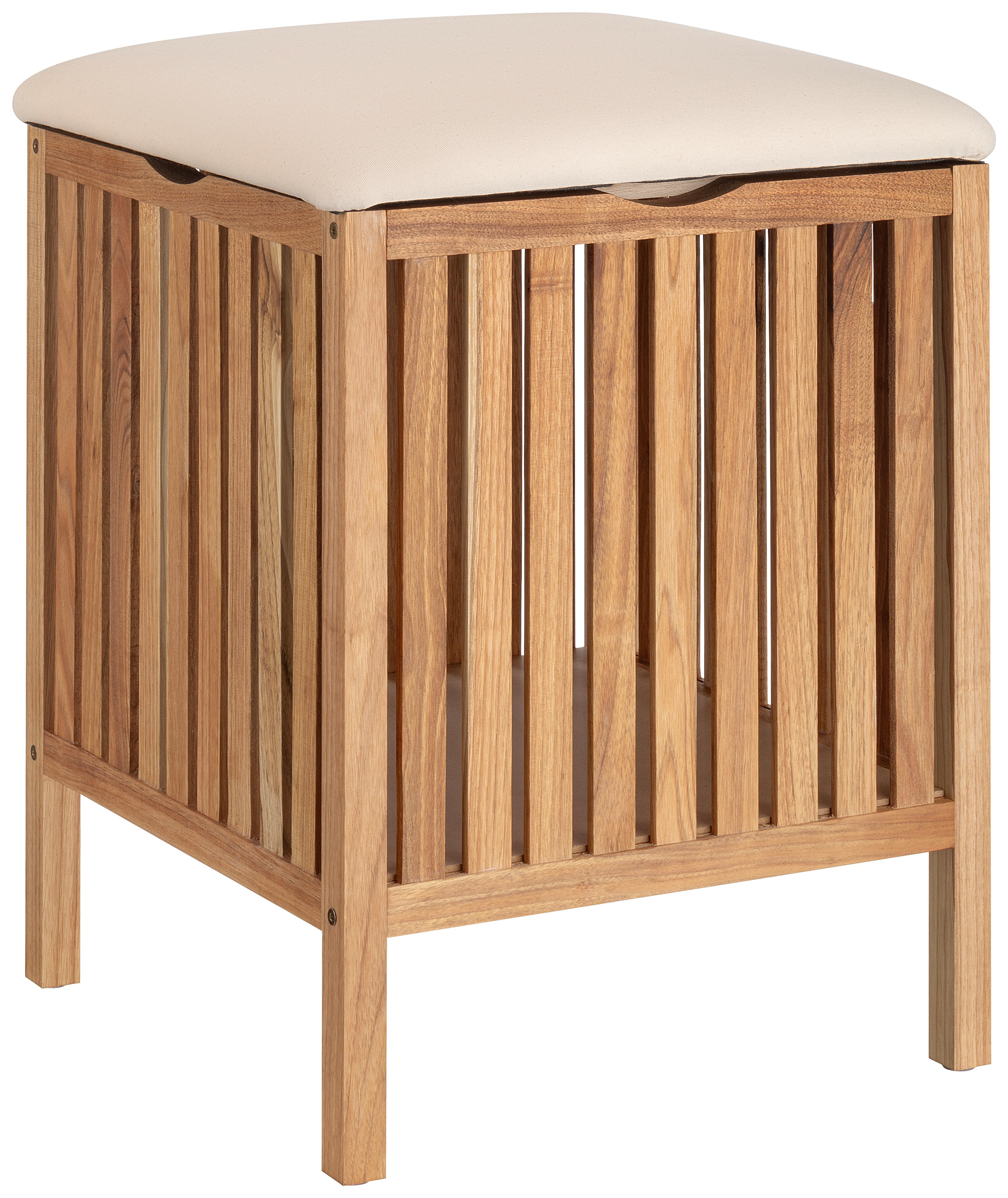 Badhocker Miguel - Naturfarben, KONVENTIONELL, Holz/Holzwerkstoff (39/39/52cm) - James Wood