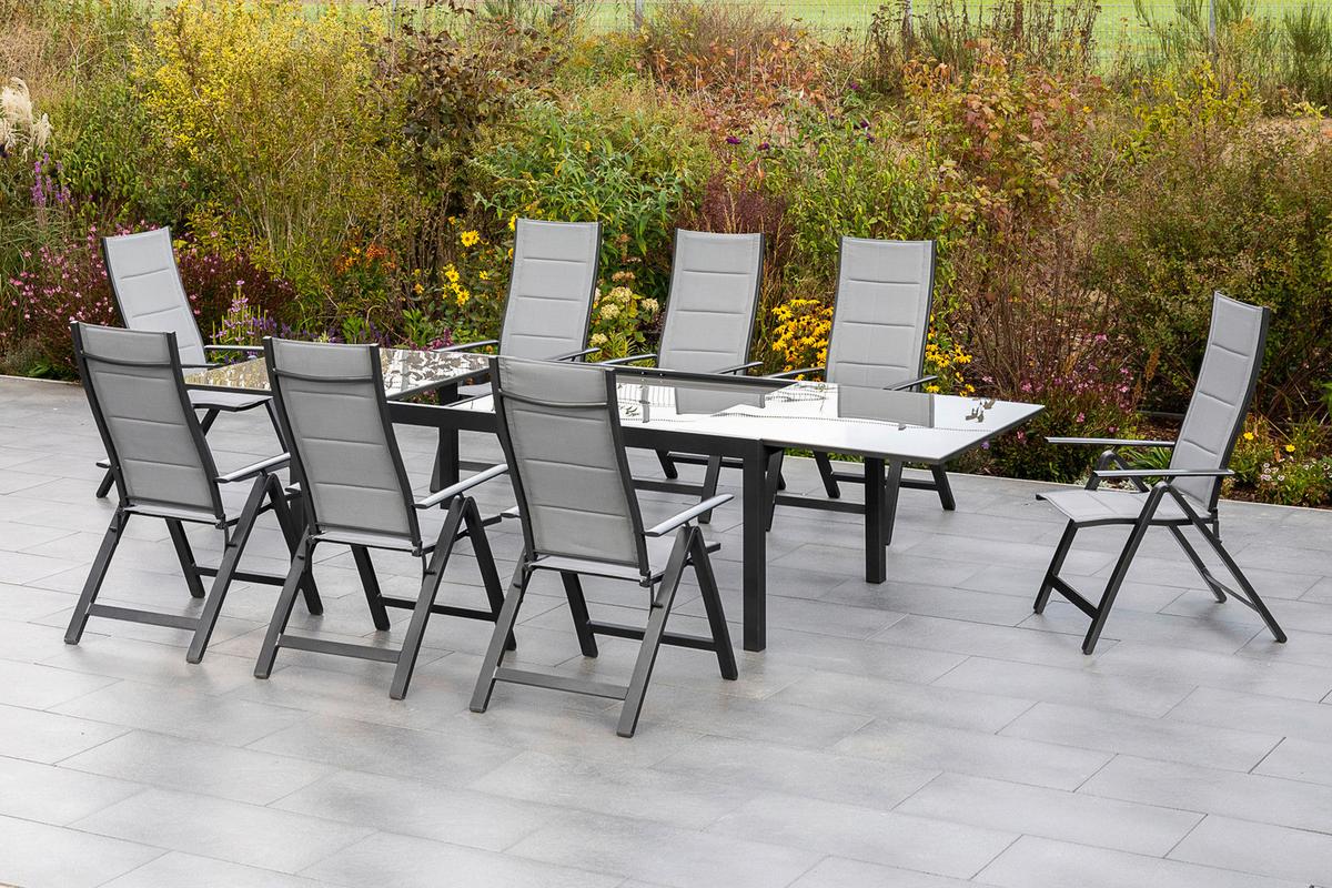 Gartenmöbel Set 9-tlg Florenz Aus Metall/textil - Graphitfarben/Grau, MODERN, Textil/Metall - Gardenson