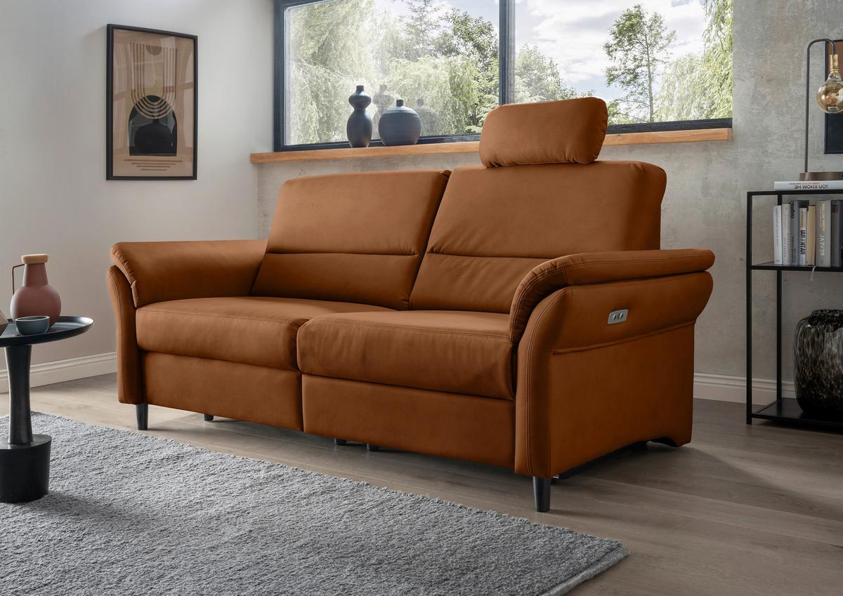 3-Sitzer-Sofa Cavoli, Cognac R B: 192 cm - Cognac/Schwarz, MODERN, Textil (192/90/89cm) - Livetastic