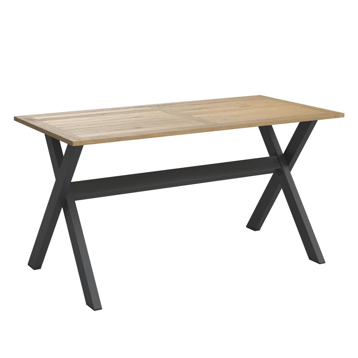 Terasová záhradní souprava MELINA - světle šedá/tmavě šedá, Moderní, kov/dřevo (272/79/84cm) - Bessagi Garden
