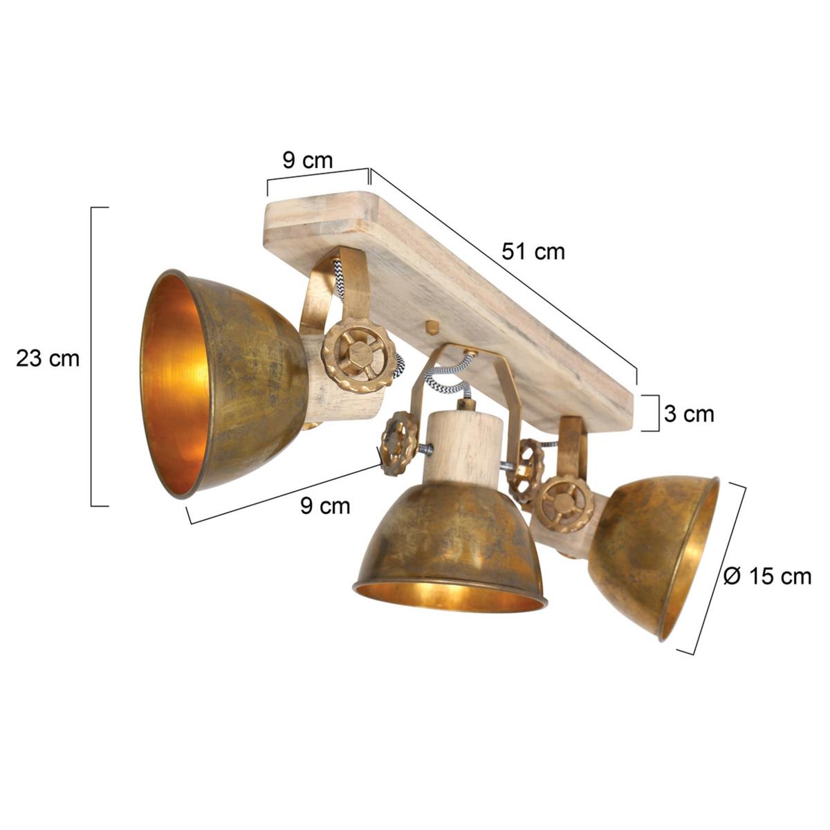 Deckenspots Gearwood - Bronzefarben/Kupferfarben, Trend, Holz/Metall (59/19/23cm)