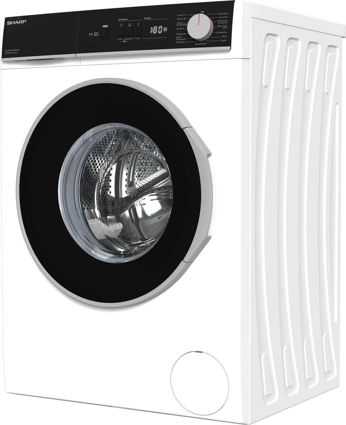 Waschmaschine Es-Nfa714bw1na-De Waschm. 7kg - Weiß, Basics, Kunststoff/Metall (59,7/84,5/52,7cm) - Sharp