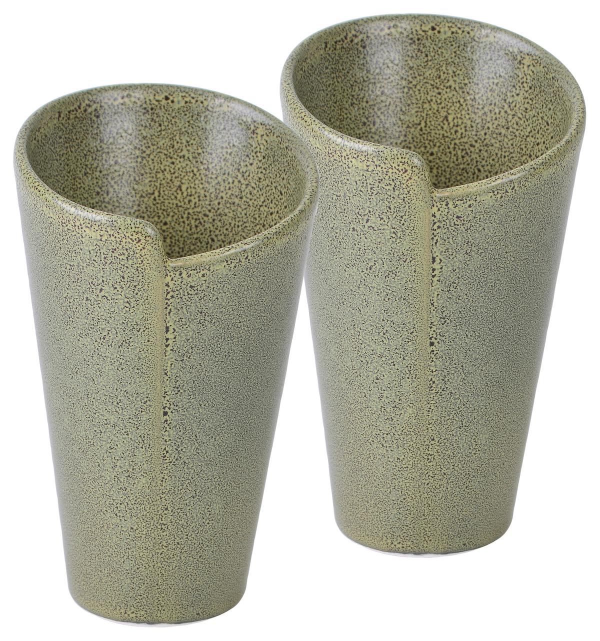 Servierschalenset Aus Keramik, Street 15x9,5 Cm, 2--Teilig. Grün - Grün, Basics, Keramik (15/9,5cm) - Creatable